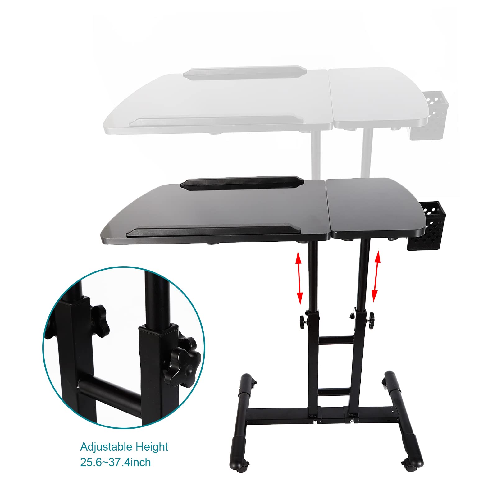Professional Double Countertop Tattoo Workstation & Hair Salon Rolling Tray - Adjustable Height Mobile Work Station Stand for Tattoo Artists & Hair Stylists - Perfect for Tattoo Parlors, Beauty Salons & Home Studios