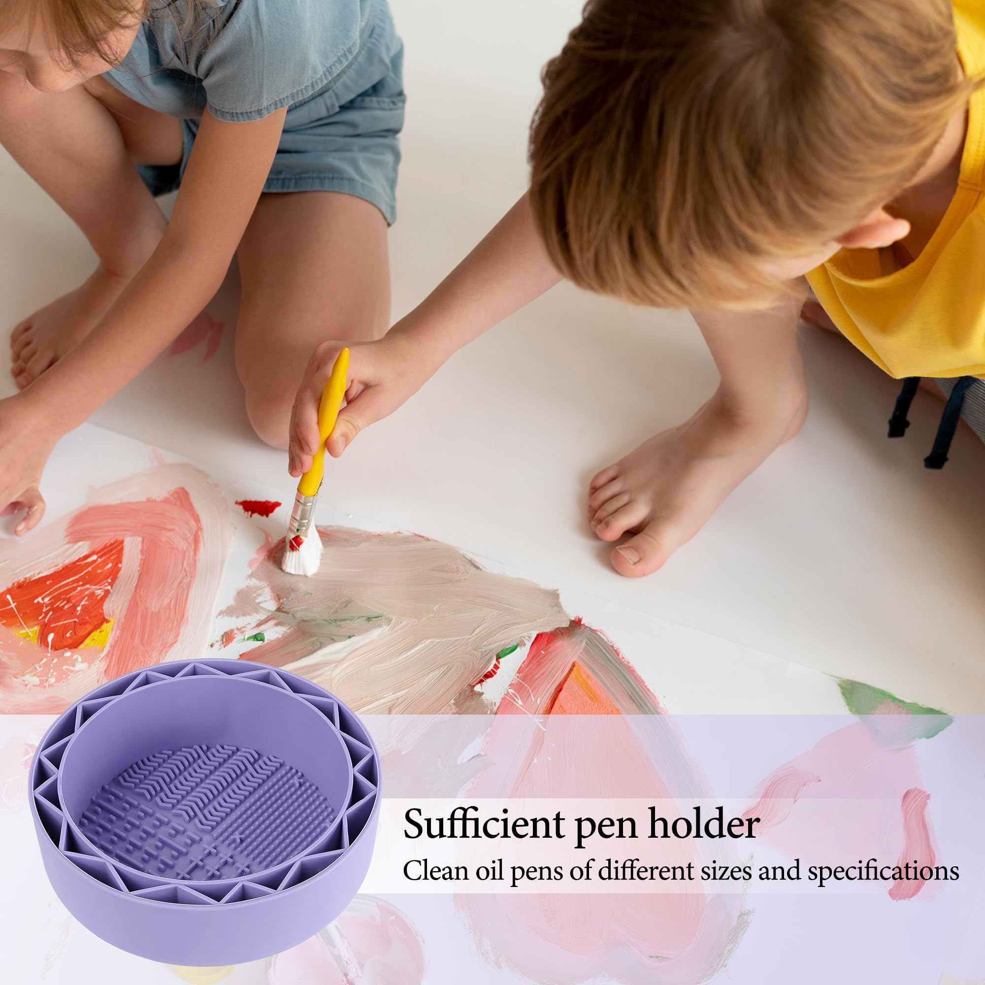 Silicone Brush Washer Cup - Watercolor & Acrylic Paint Cleaner (Purple) for Artists Studio