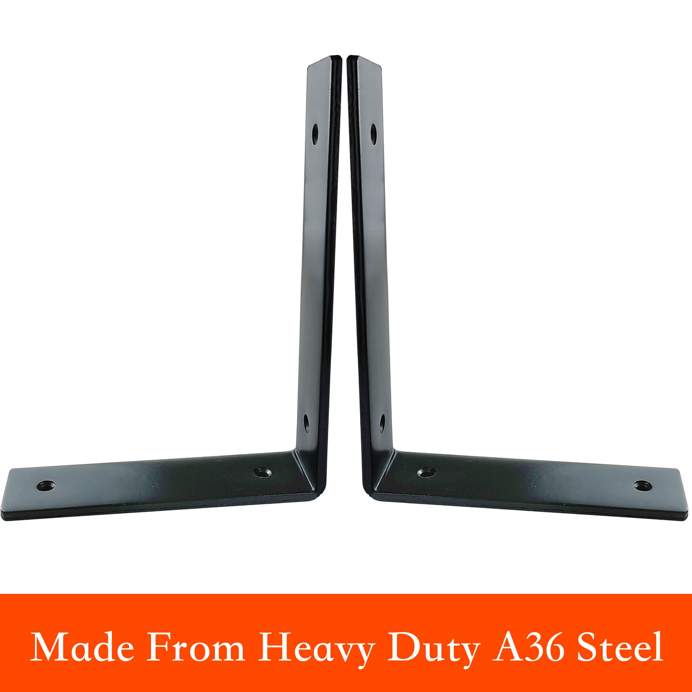 Premium Heavy Duty Black Metal Shelf Brackets - Jikacok L Brackets for Shelves with Mounting Hardware | Sturdy Support for Floating Shelves, Bookshelves & Wall Storage in Home, Office & Garage