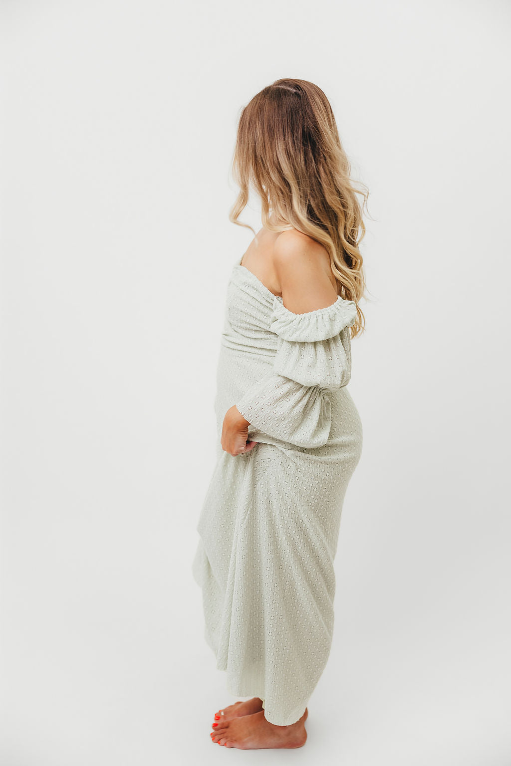 Corrine Tiered Sleeve Maxi Dress with Pockets - Bump Friendly Maternity Dress in Mint Green, Inclusive Sizing S-3XL | Perfect for Baby Showers, Beach Vacations & Summer Weddings