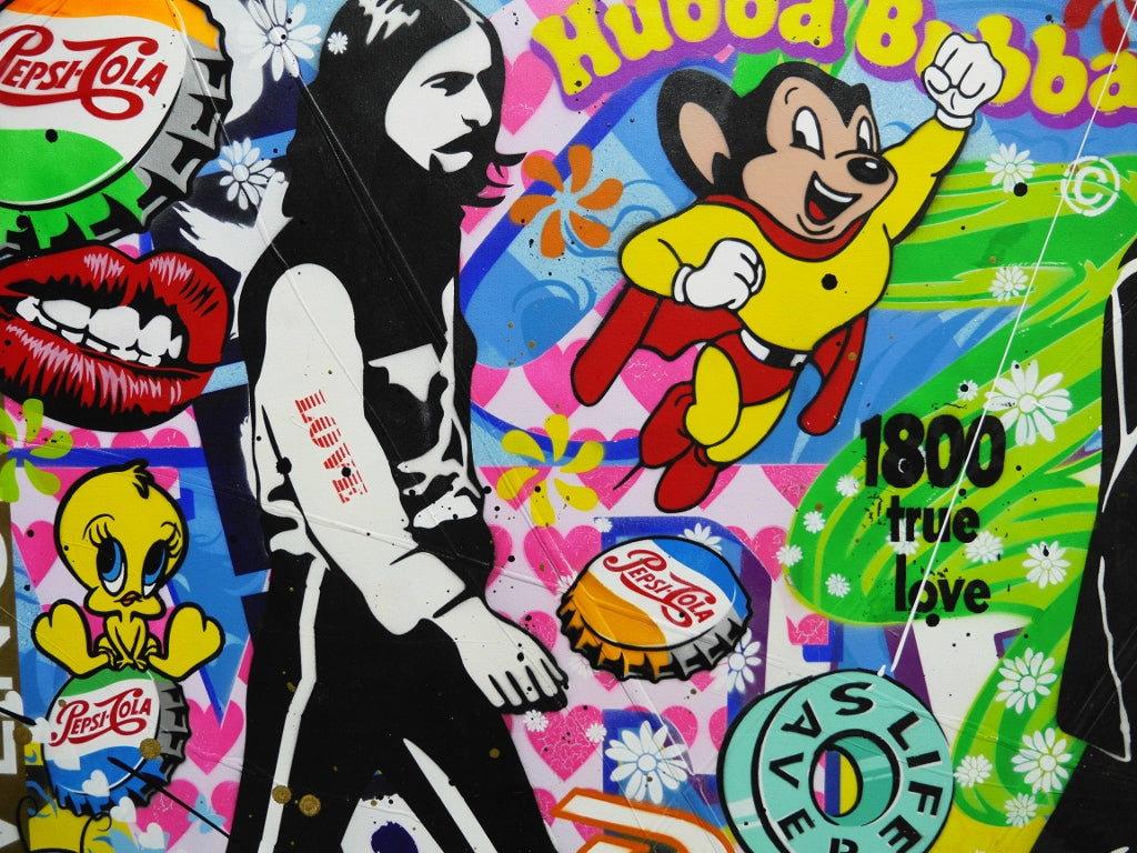 The Beatles Textured Urban Pop Art Painting - 240cm x 100cm Large Wall Decor for Living Room, Bedroom & Music Studio