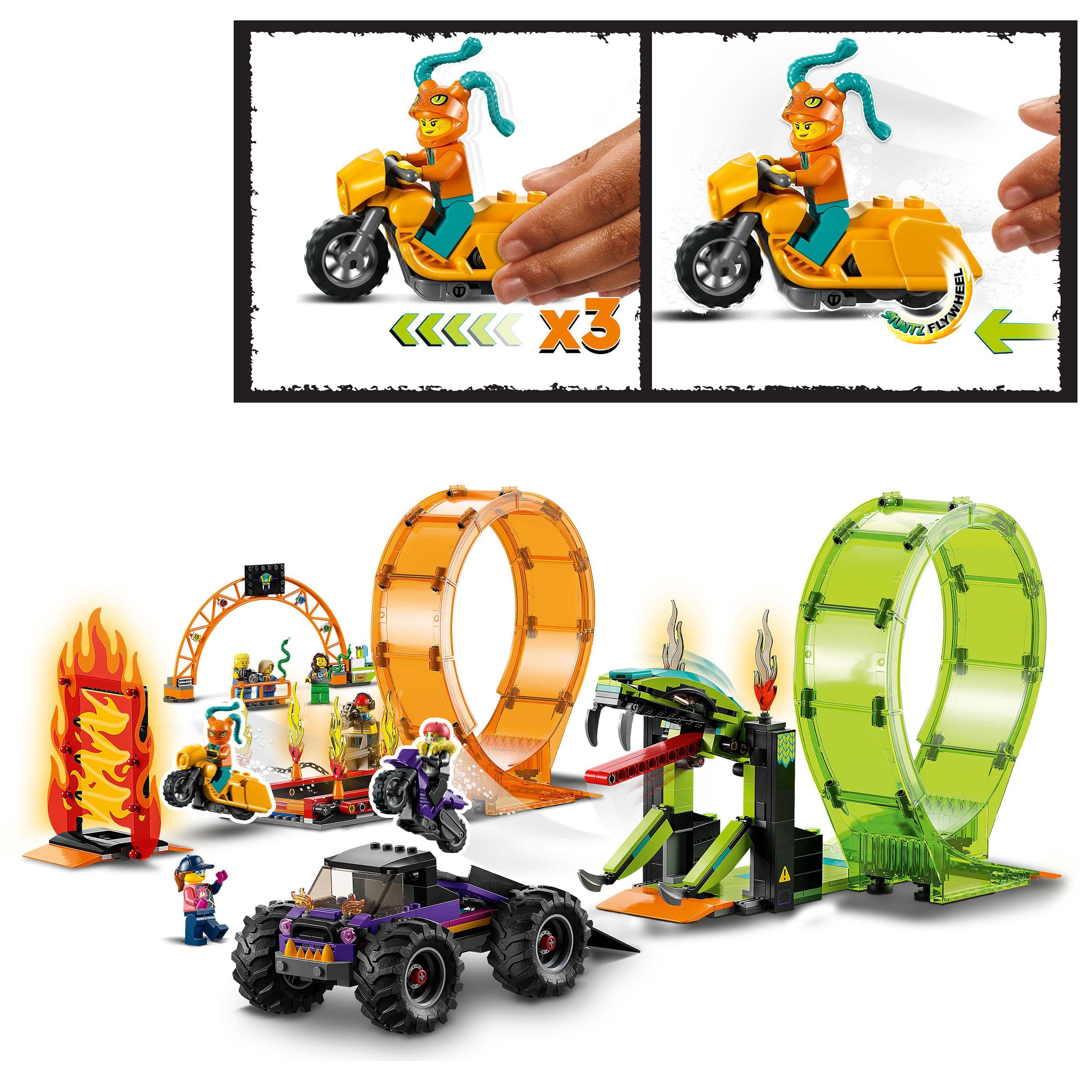 LEGO 60339 City Stuntz Stunt Arena with Double Loop - Monster Truck Toy with Ramp & Stuntman Minifigures - Building Set for Kids Ages 7+ - Perfect for Creative Play & Stunt Show Adventures
