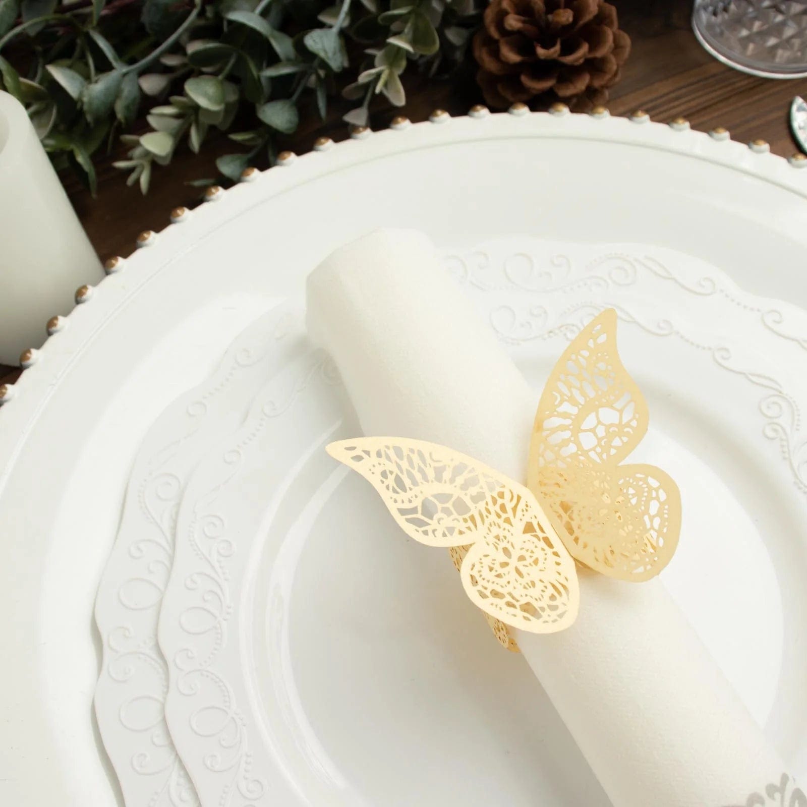 12 Pack Laser Cut 3D Butterfly Napkin Rings for Wedding, Party & Table Decor - Elegant DIY Paper Craft for Dinnerware & Home Decoration