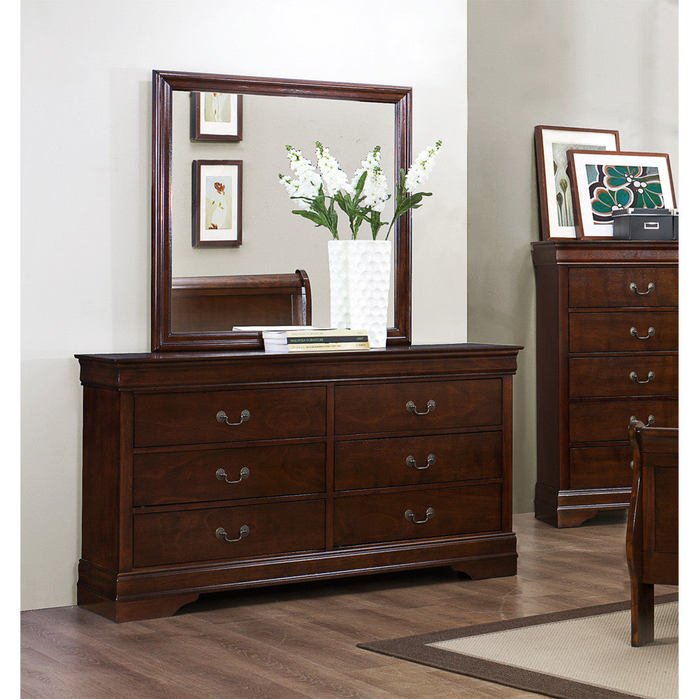 Cherry Wood Dresser with 6 Drawers - Modern Bedroom Furniture for Storage & Organization | Perfect for Bedroom, Living Room, or Nursery Decor