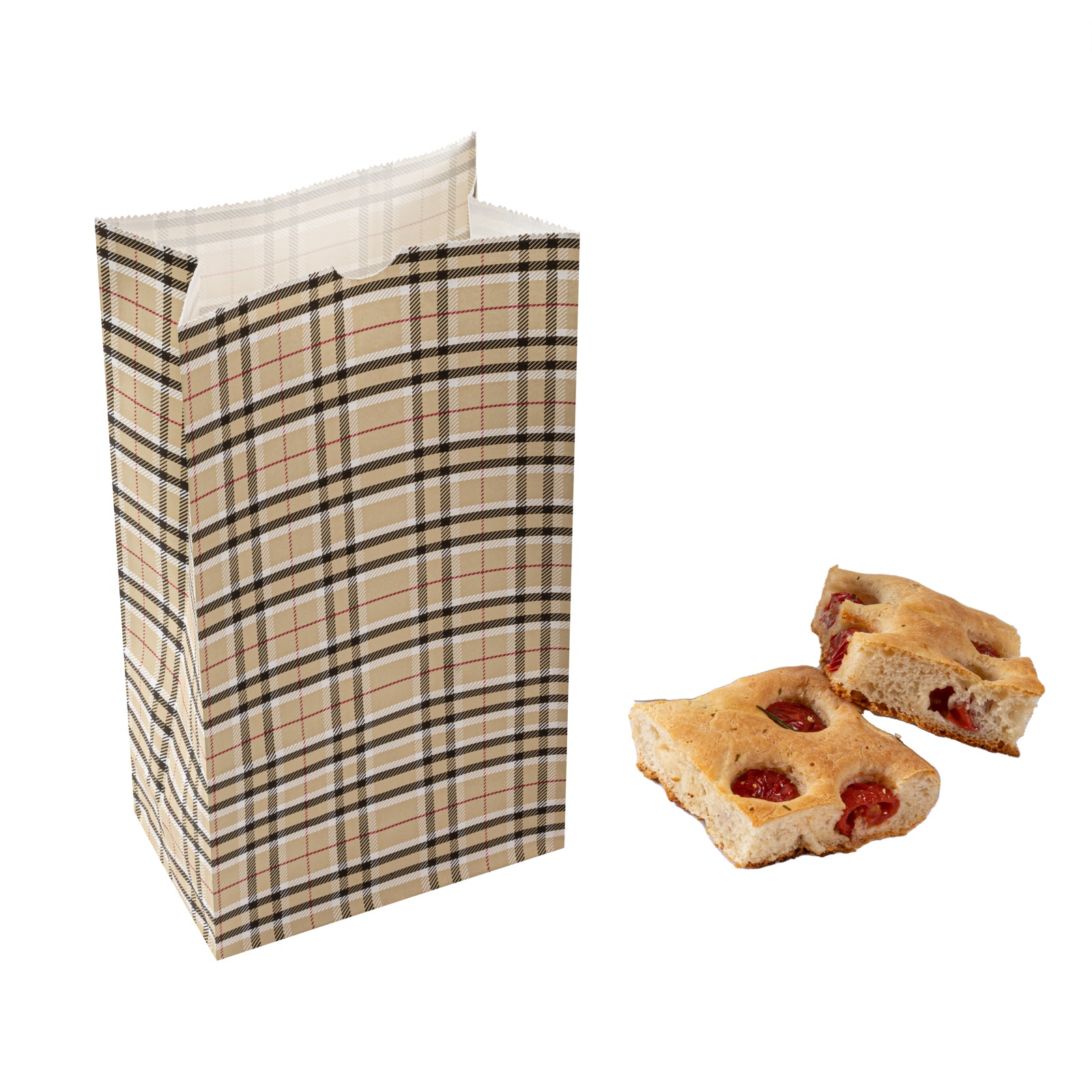 Eco-Friendly Plaid Paper Bags 6lb Capacity - 6x3.5x10.75 Inches - Pack of 100 - Perfect for Retail Shopping, Gift Wrapping & Party Favors