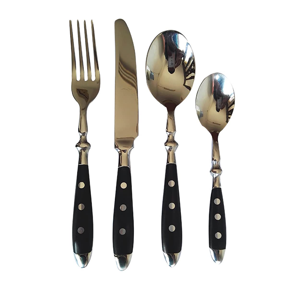 IKXO 24-Piece Black Silverware Set - Premium Stainless Steel Flatware for 6 - Mirror Finish Cutlery Set - Dishwasher Safe Tableware for Dining, Parties & Restaurants
