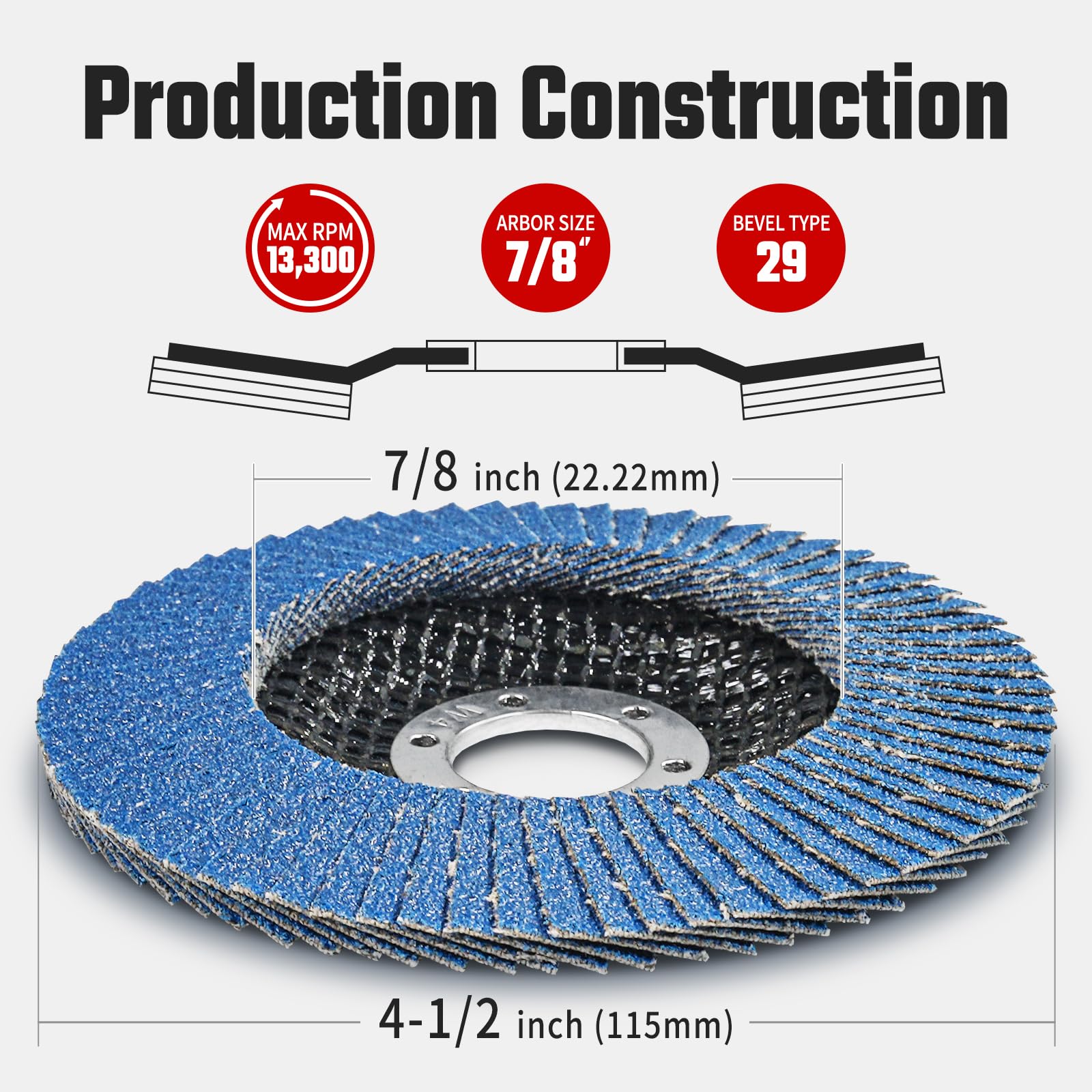 10-Pack Mixed Grit Flap Discs (40/60/80/120) for Angle Grinder - 4.5