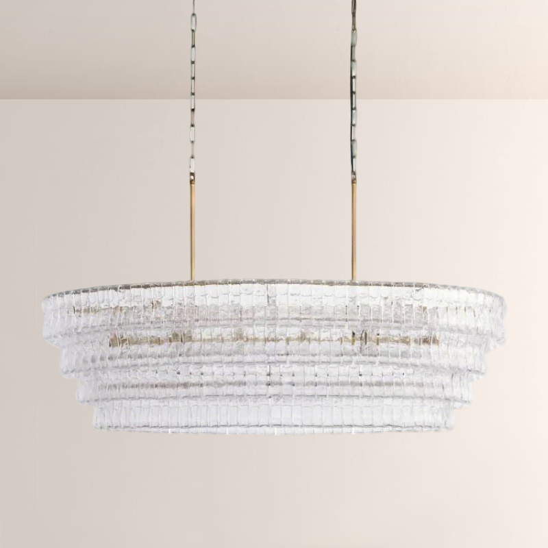 Modern Lime Glass Oval Chandelier - 54W/65W LED Lighting Fixture for Dining Room, Living Room & Bedroom Decoration