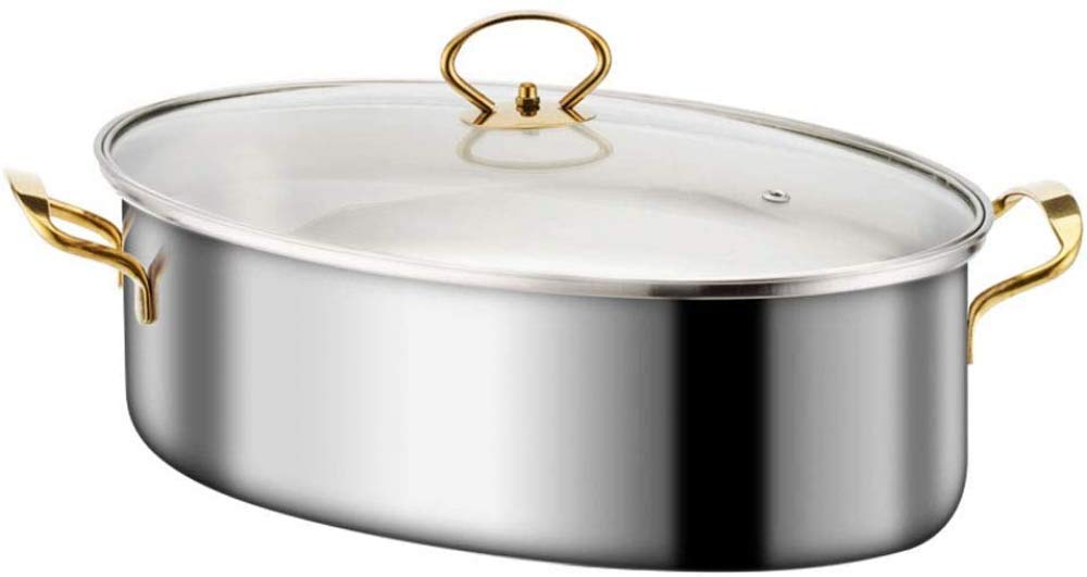 Premium Stainless Steel Fish Poacher Steamer Pot - 38cm Oval Induction Cooker & Stove Compatible - Multifunctional Kitchen Tool for Perfectly Steamed Fish, Seafood & Vegetables - Ideal for Home Chefs & Gourmet Cooking Gifts
