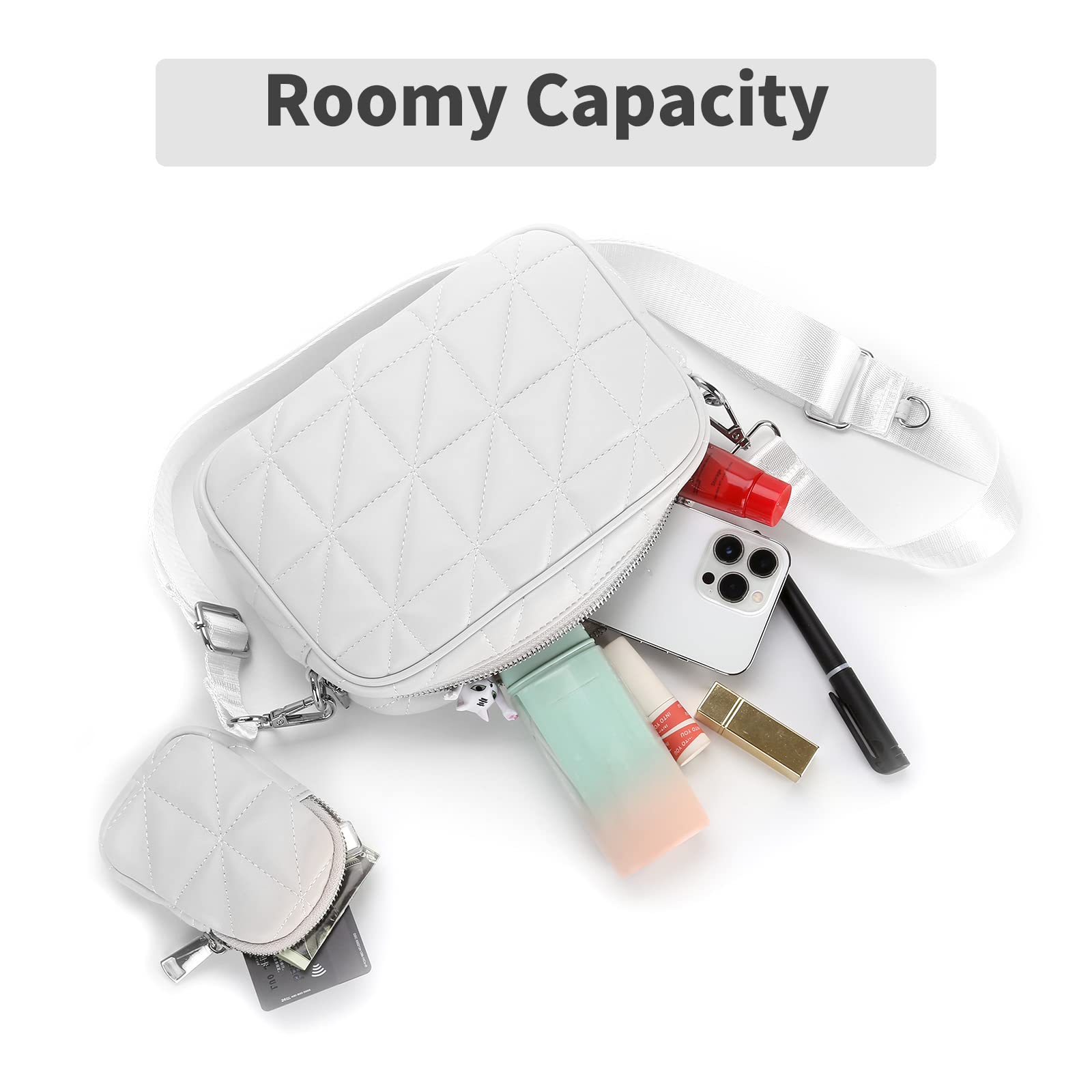 AOCINA Small Leather Coin Purse Crossbody Bag for Women - Soft Quilted Hobo Purse with Coin Pouch & Key Holder (2 Sizes) - Perfect for Travel, Shopping & Everyday Use