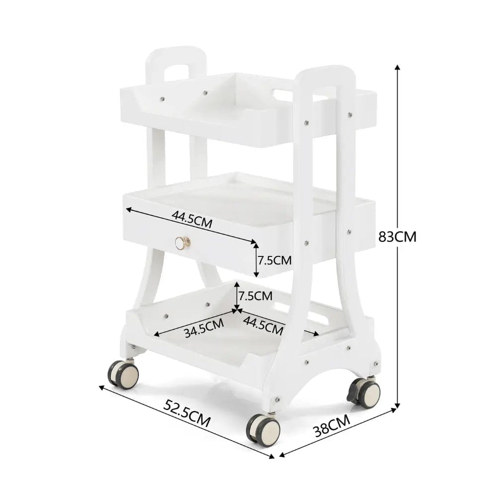 Beauty Salon Rolling Trolley ML004 with Drawer - Mobile Storage Cart for Hair Stylists, Nail Technicians & Spa Professionals - Perfect for Salon Organization & Beauty Tools Storage