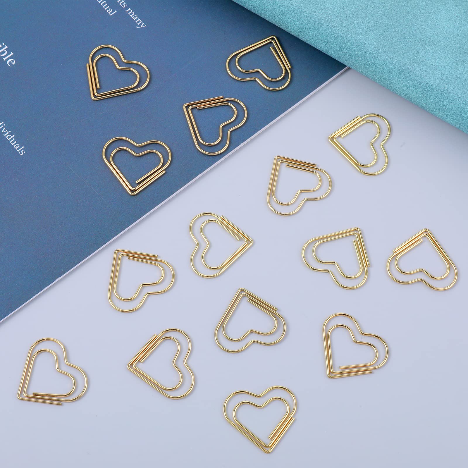 100Pcs Gold Heart Paper Clips - Cute Small Heart-Shaped Office Supplies for Kids, Women, Wedding Decorations & Scrapbooking - Perfect for Organizing Documents, Notes & Crafts