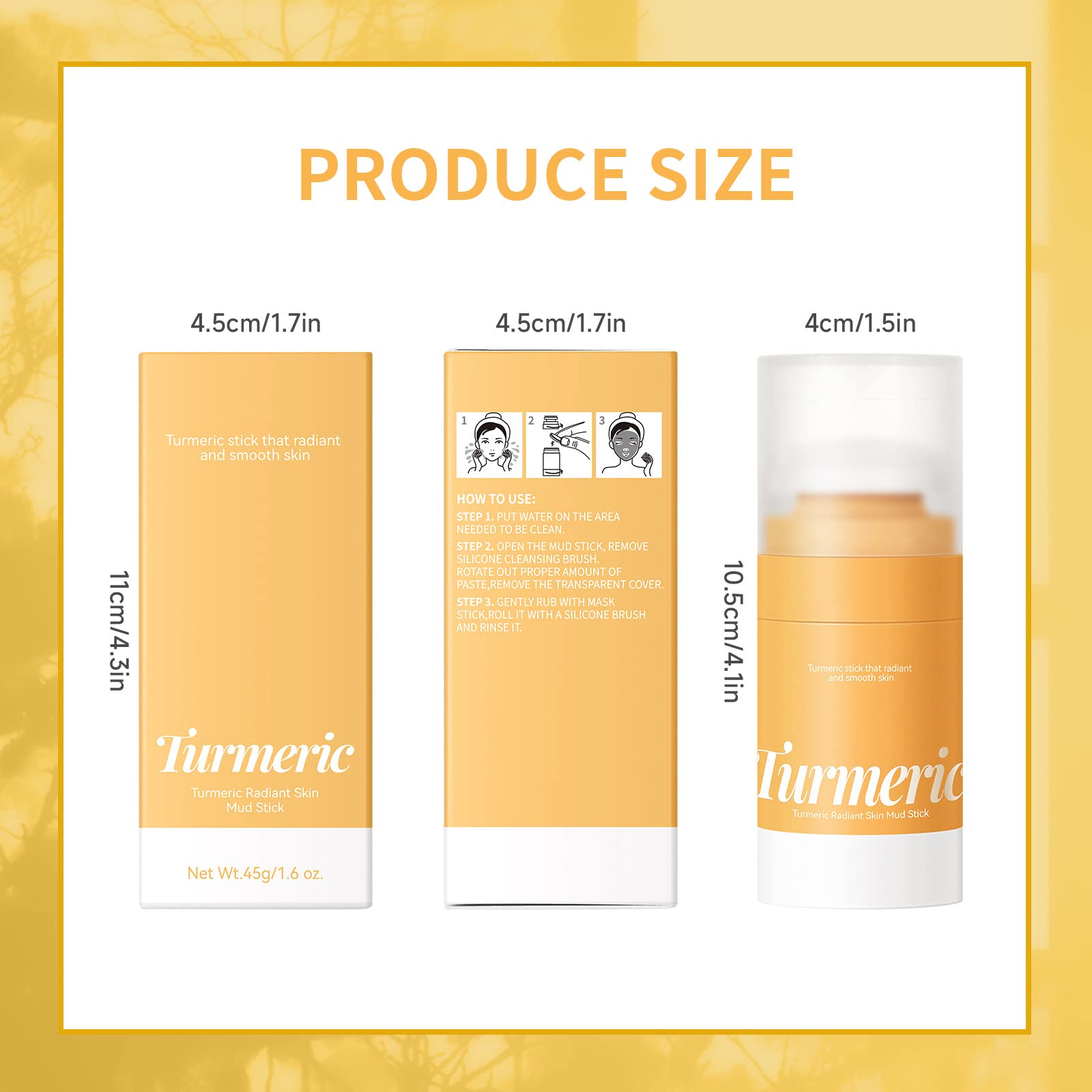 DAGEDA Turmeric Clay Mask Stick for Acne & Oily Skin - Deep Cleansing & Moisturizing Face Mask with Massage Brush - Brightening, Oil Control & Pore Minimizing Skincare for Daily Beauty Routine