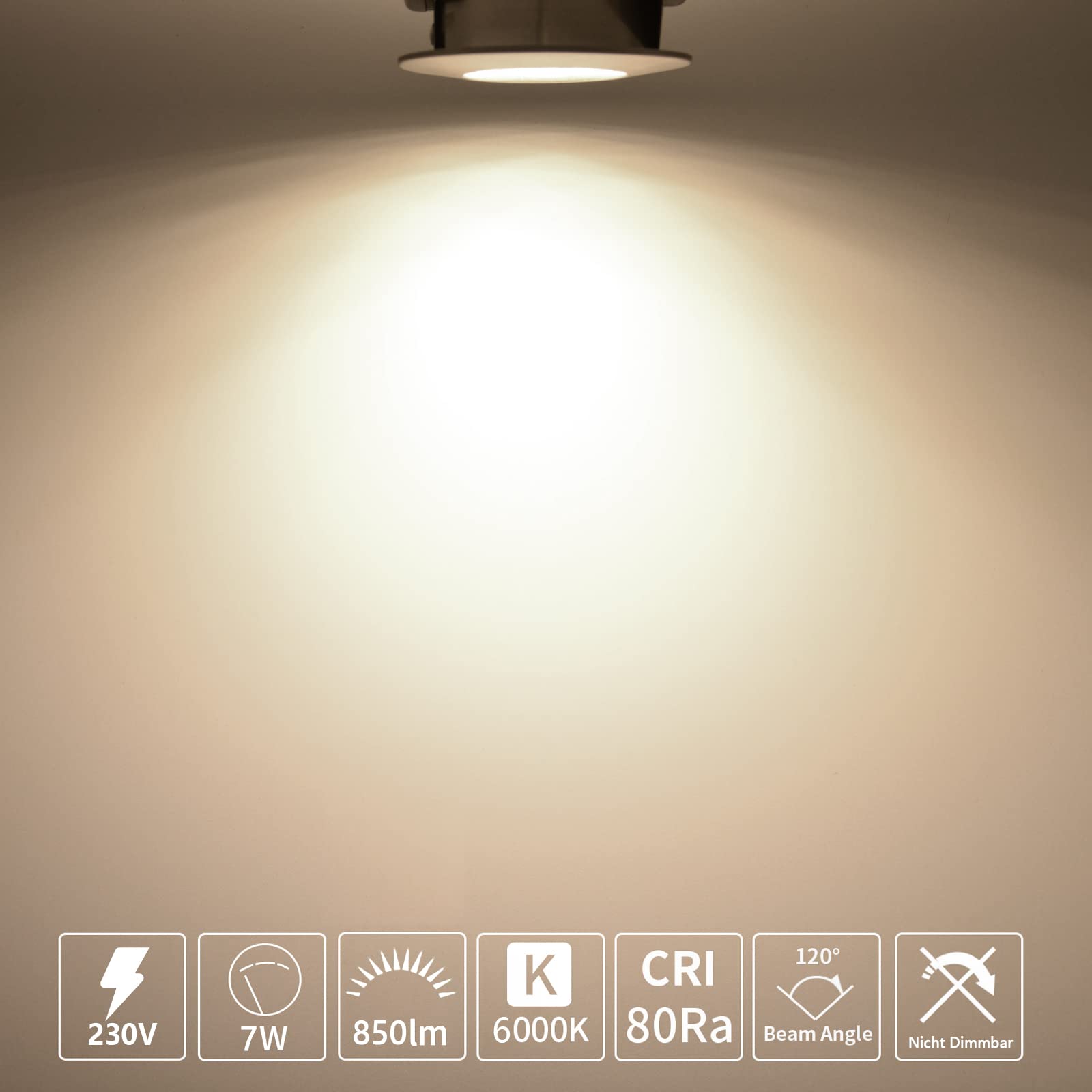 HiBay 20-Pack 7W Ultra Slim LED Recessed Downlights - IP44 Rated, Cool White 6000K, 240V - Perfect for Living Room, Bedroom, Hallway & Office Lighting