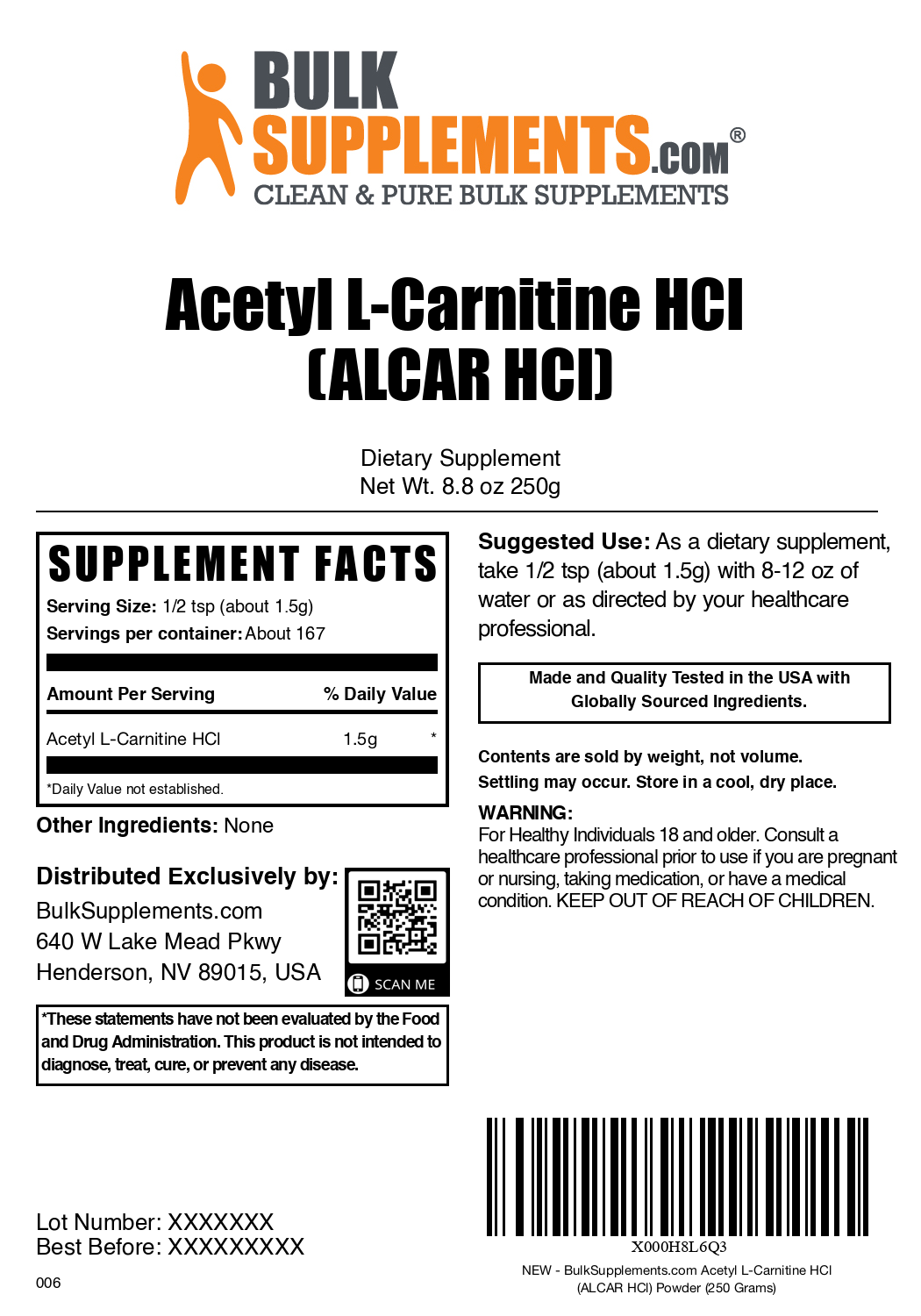 Premium Acetyl L-Carnitine HCl Powder Supplement - 100% Pure ALCAR for Energy, Focus & Weight Management - Supports Brain Function & Fat Metabolism - Ideal for Keto Diet, Workout Recovery & Cognitive Enhancement