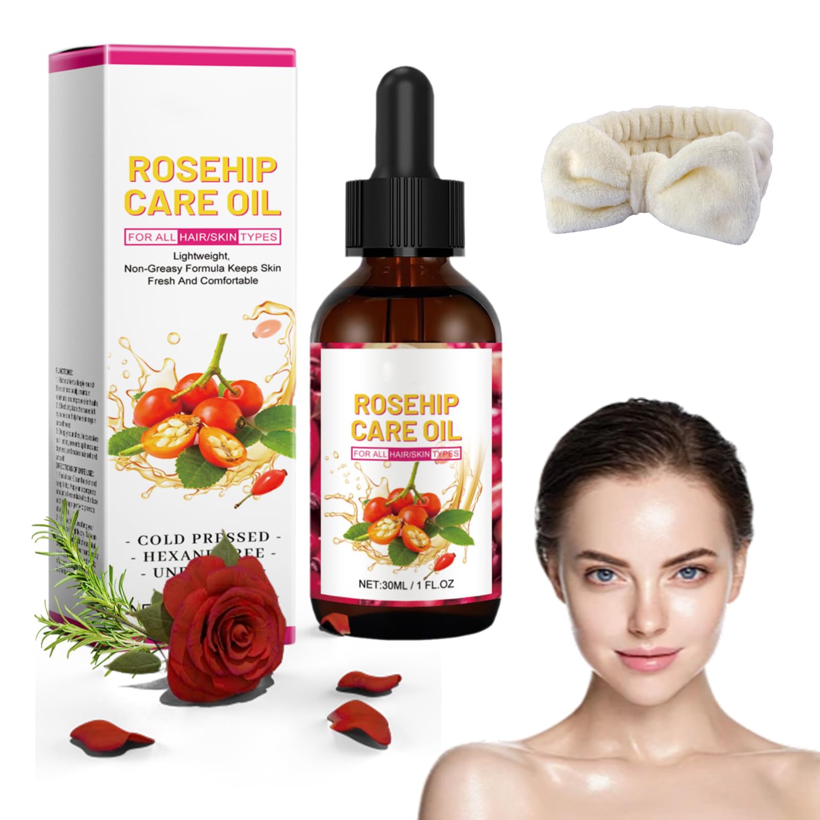 Organic Rosehip Seed Oil for Face - 100% Pure & Natural Anti-Aging Facial Oil for Women & Men - Hydrates, Brightens & Reduces Wrinkles - Perfect for Dry Skin, Night Routine & DIY Skincare