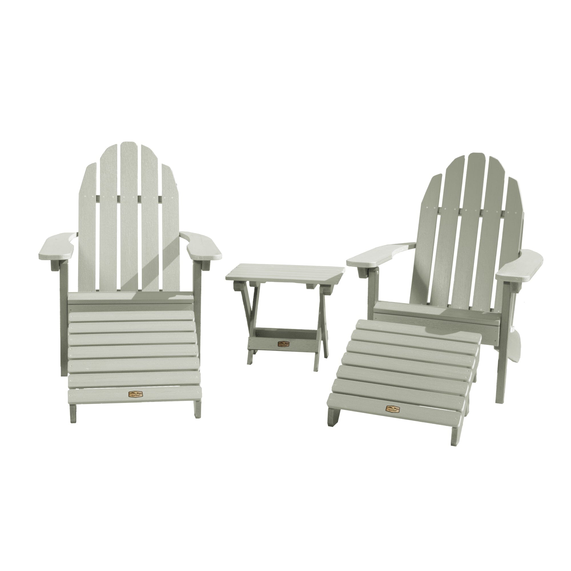 2-Piece Folding Adirondack Chair Set with Side Table & Ottoman - Outdoor Patio Furniture for Garden, Poolside, Deck, Backyard Relaxation