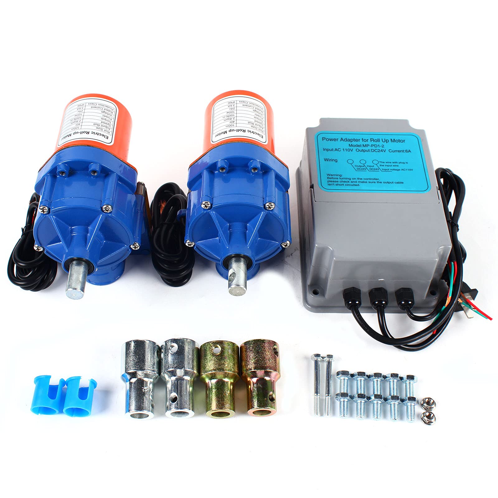 24V 100W Electric Greenhouse Roll Up Motor Kit - 2.8RPM DC Motor with Controller for Automatic Film Ventilation (2 Motors + 1 Controller) - Perfect for Greenhouse Temperature Control & Crop Protection