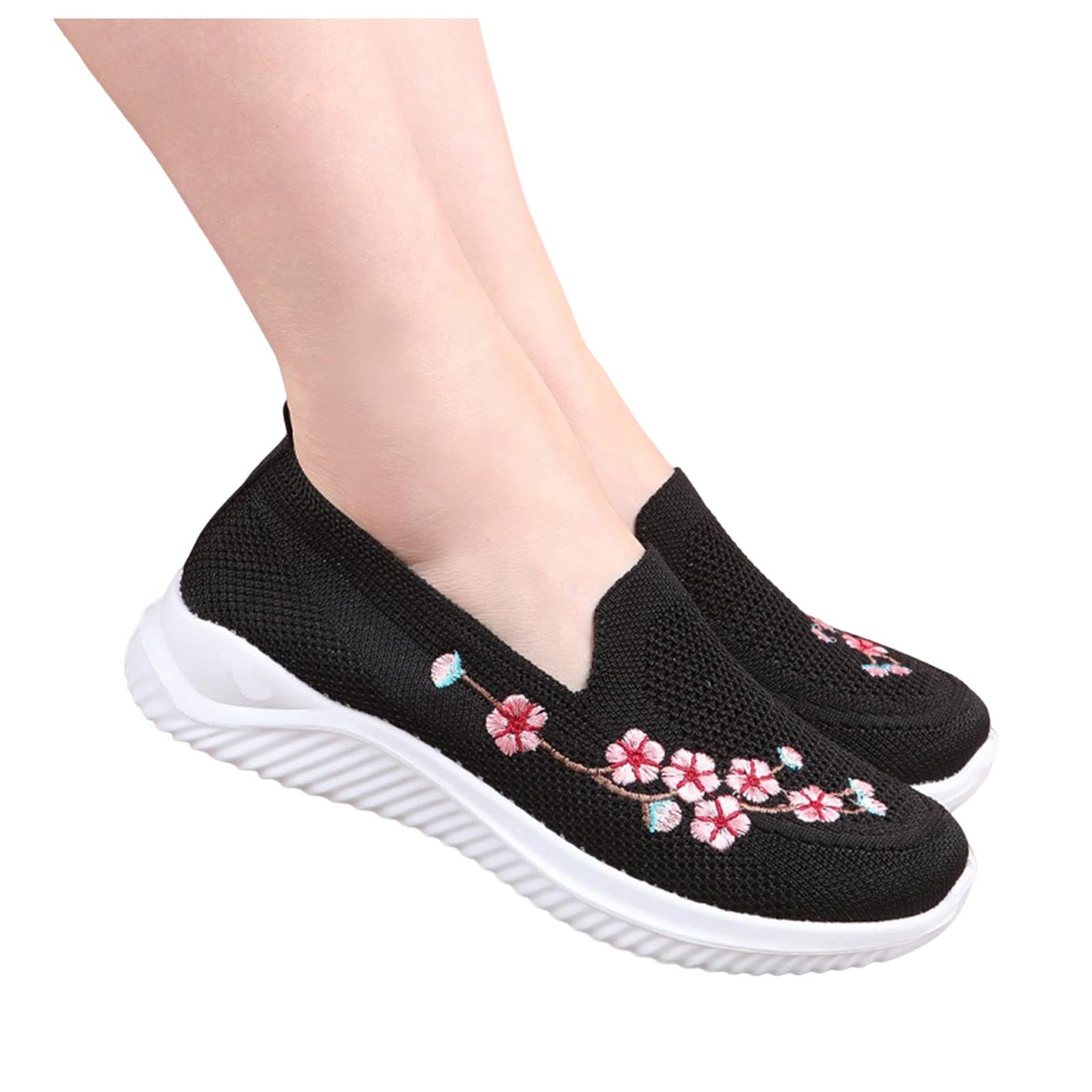 Women's Casual Slip-On Sneakers - Trendy Comfortable Mesh Walking Shoes Lightweight & Breathable for Everyday Wear, Running Errands, and Travel