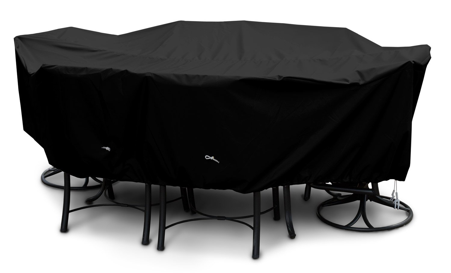 Weathermax 75550 Medium Dining Set Cover 96x60x30 Inches - Waterproof, UV Resistant Outdoor Patio Furniture Protector for Table & Chairs - Black (Perfect for Backyard, Deck, and Garden Use)