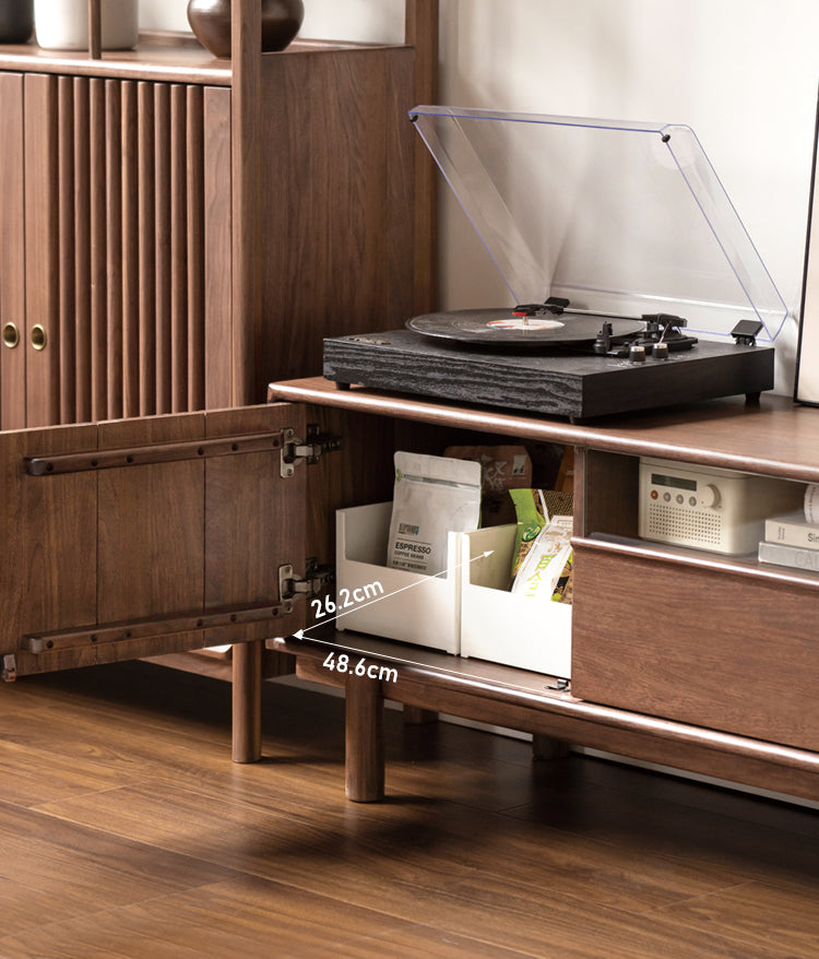 Premium Black Walnut & Ash Solid Wood TV Stand - Modern Entertainment Center for Living Room, Bedroom & Home Theater