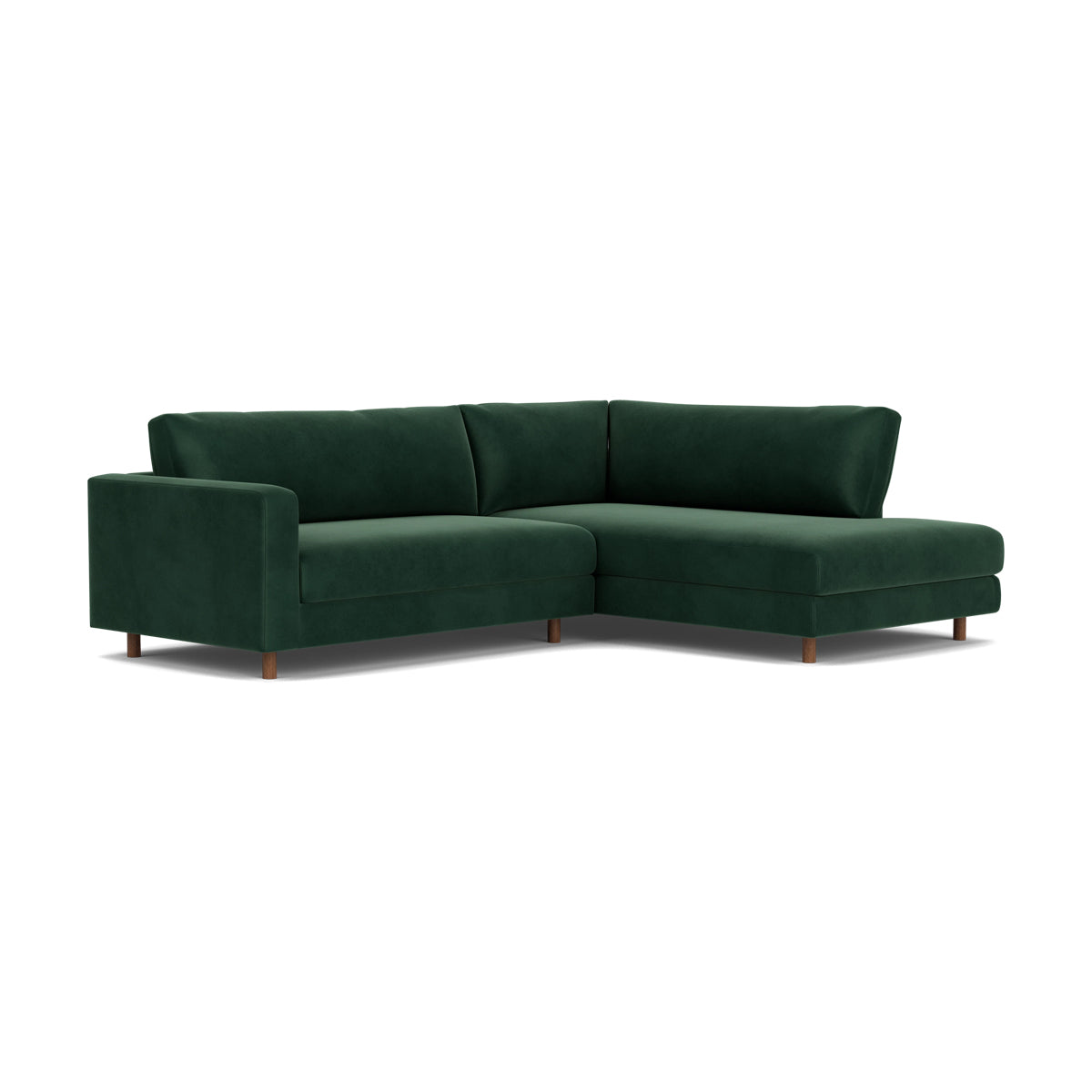 Douglas Velvet Right Corner Sofa - Modern L-Shaped Sectional Couch for Living Room, Lounge & Home Theater - Soft Upholstered Fabric Sofa with Comfortable Seating (Gray)