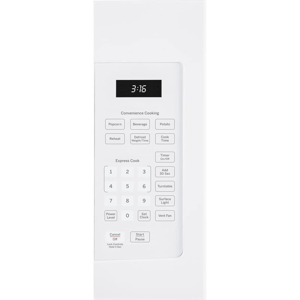 GE JVM3160DFWW 1.6 Cu. Ft. Over-the-Range Microwave Oven in White - Includes Heat Resistant Oven Mitts & 3-Year Protection Plan - Perfect for Kitchen Remodeling & Small Space Cooking