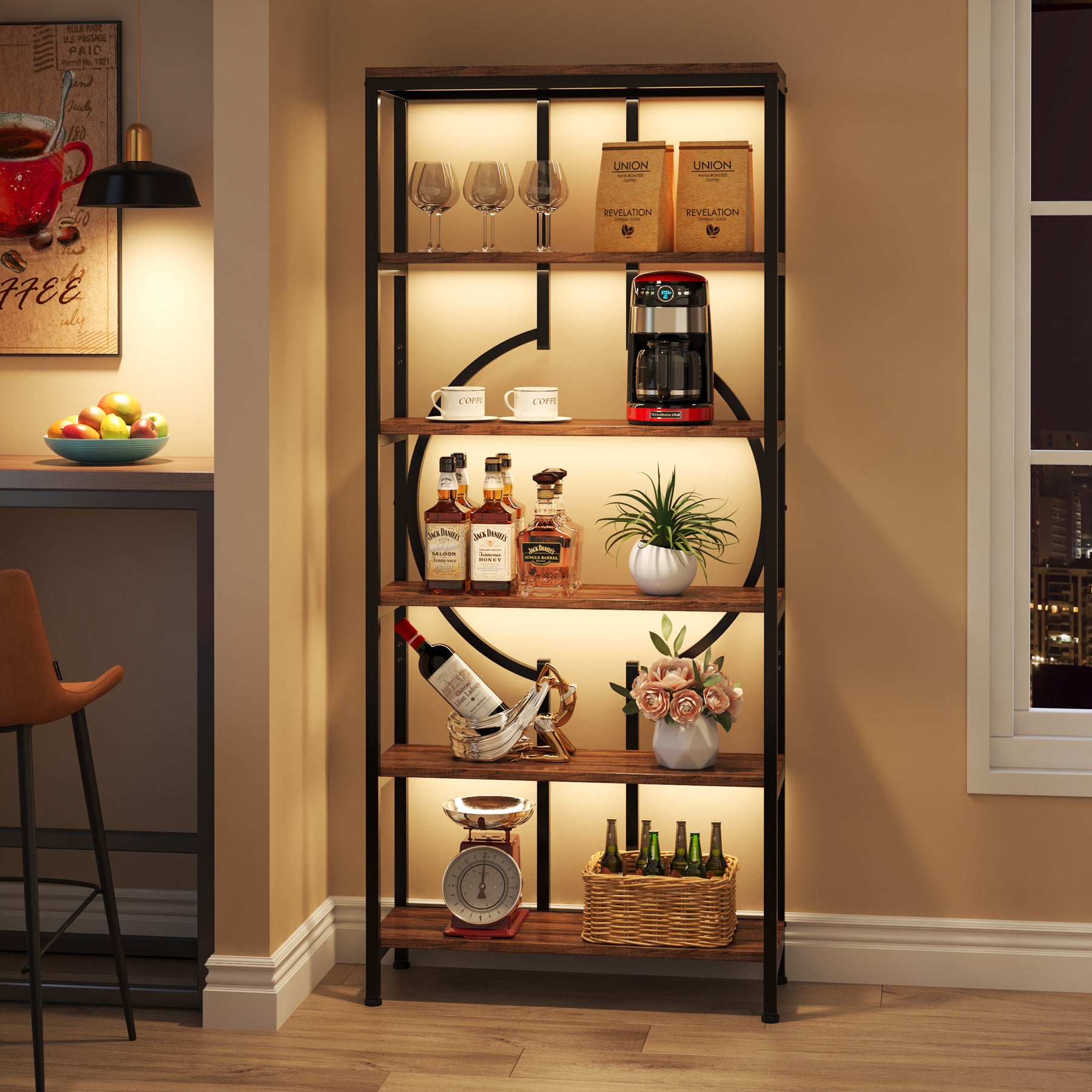 6-Tier Industrial Bookshelf - 70.9