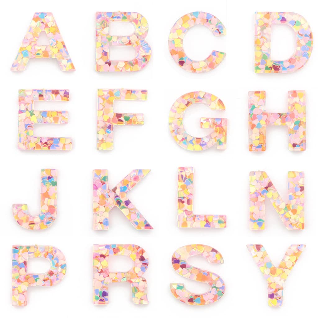 Personalized A-Z Alphabet Resin Keychain with Clear Heart Sequins - Initial Letter Key Ring for Women, Bag Charms & Accessories - Perfect for Gifts, Keychains, Backpacks & Purse Decor
