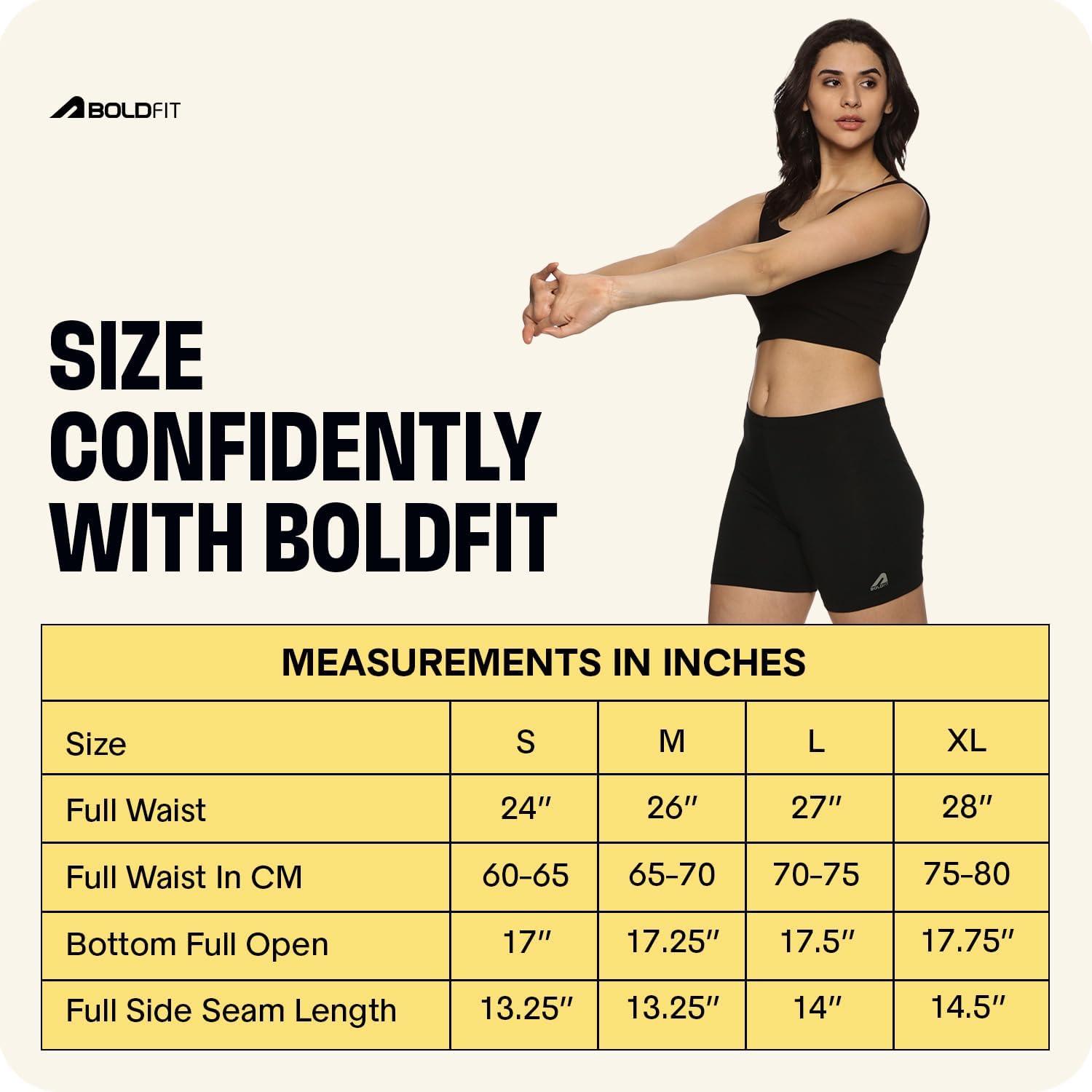 Boldfit Women's Stretchable High-Waist Cycling Shorts - Skin Fit Gym Running Yoga Sports Tights - Perfect for Workouts, Cycling, Yoga & Casual Wear