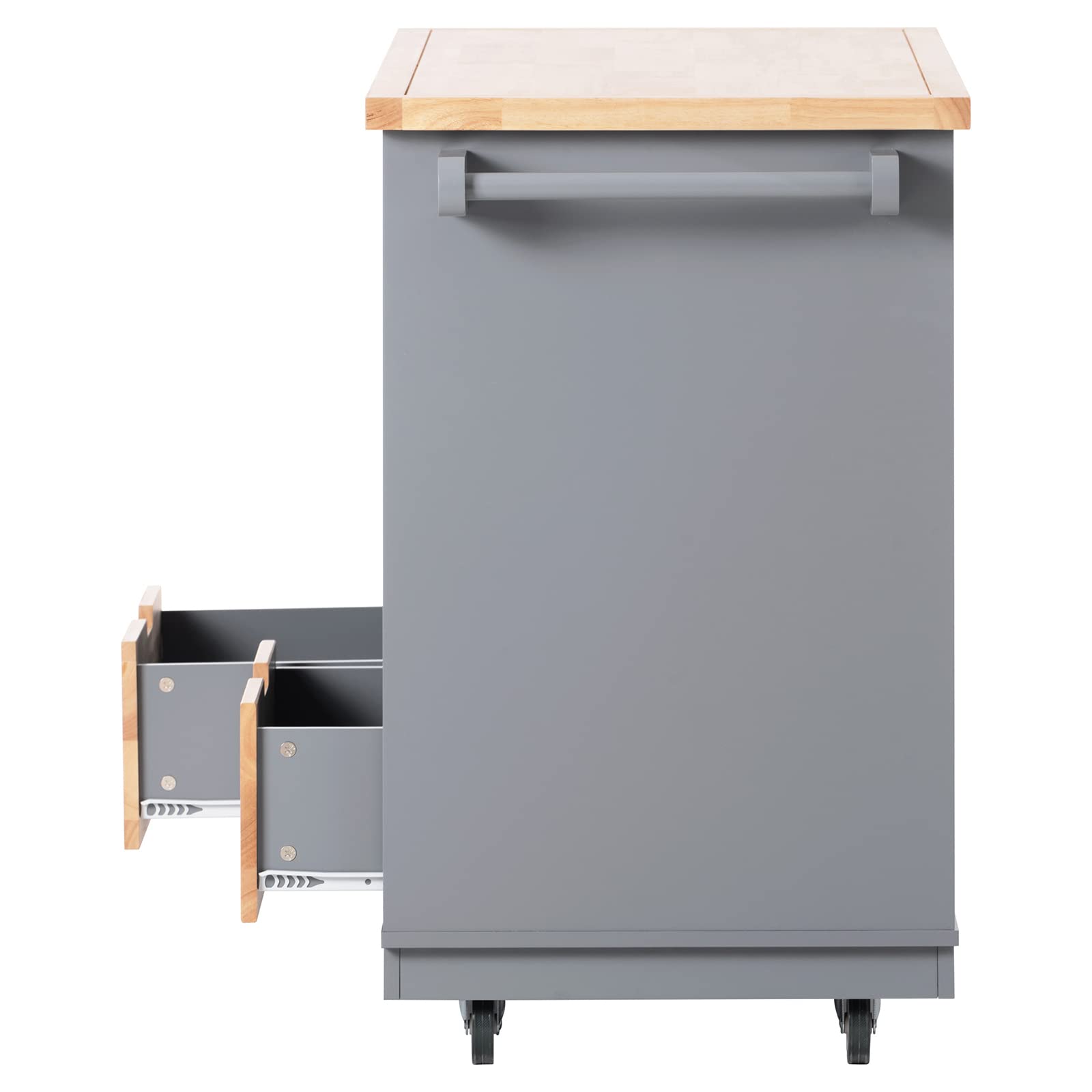 3-Tier Rolling Kitchen Island Cart with Solid Wood Top, 2 Drawers & Towel Rack - Multifunctional Mobile Kitchen Storage Cabinet for Small Spaces - Easy Assembly (Grey Blue) - Perfect for Apartments, Dorms & Compact Kitchens