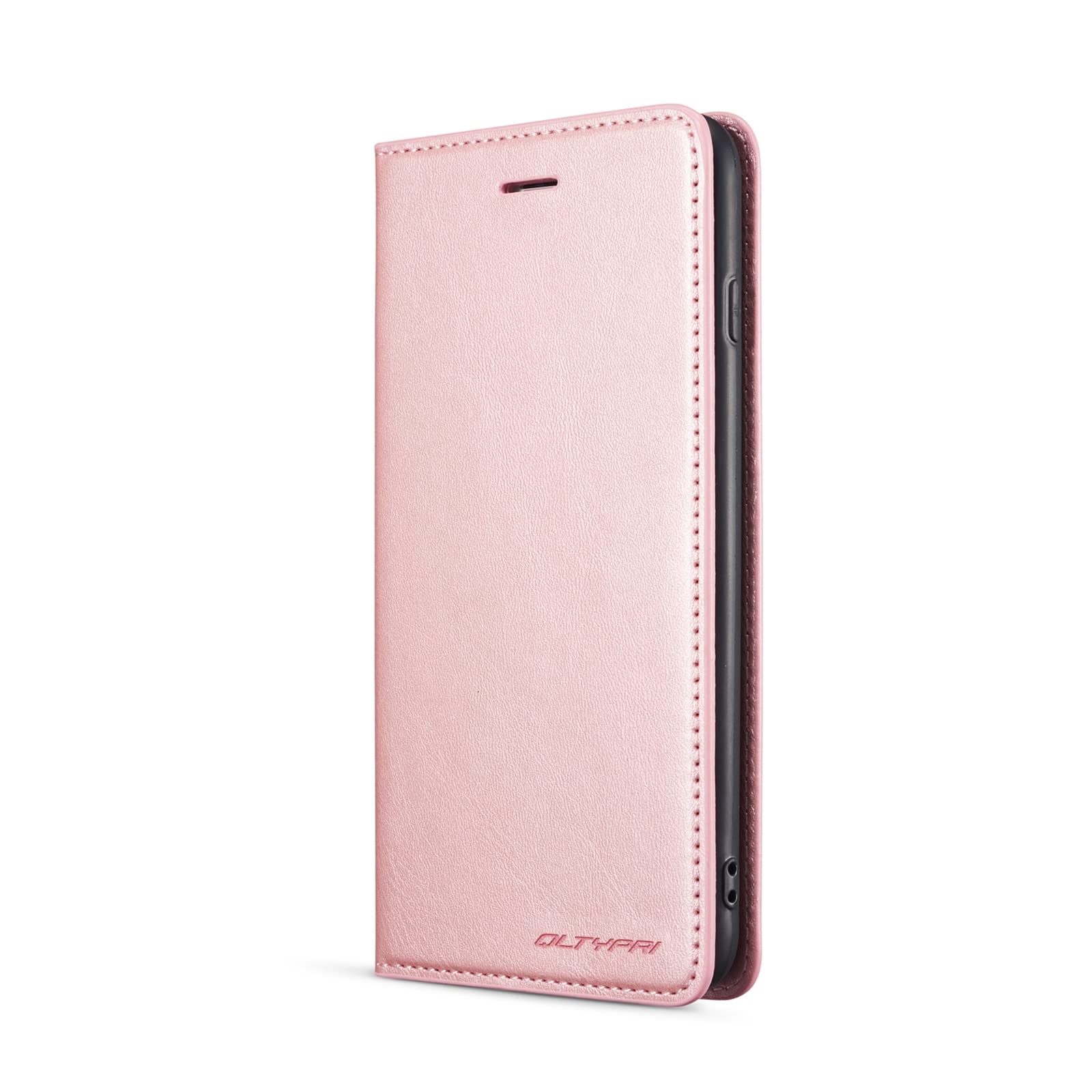 Premium PU Leather iPhone XR Case (6.1 inch) with Card Holder, Kickstand & Magnetic Closure - Shockproof Flip Folio Wallet Cover for Women & Men - Perfect for Work, Travel & Daily Use - Rose Gold