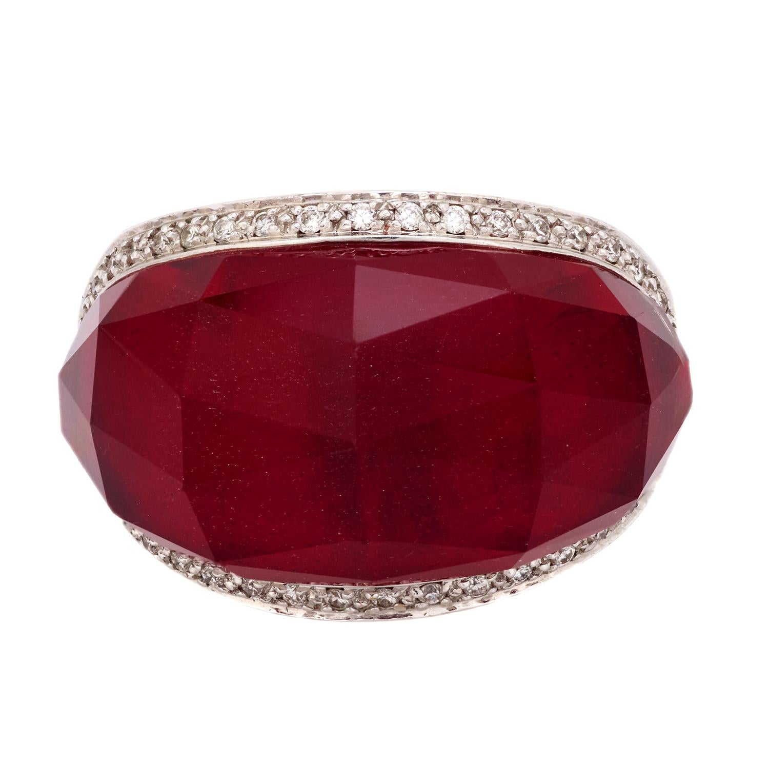 STEPHEN WEBSTER Estate 18k Gold Diamond Garnet Quartz Crystal Haze Ring - Luxury Vintage Jewelry for Women, Perfect for Weddings & Special Occasions