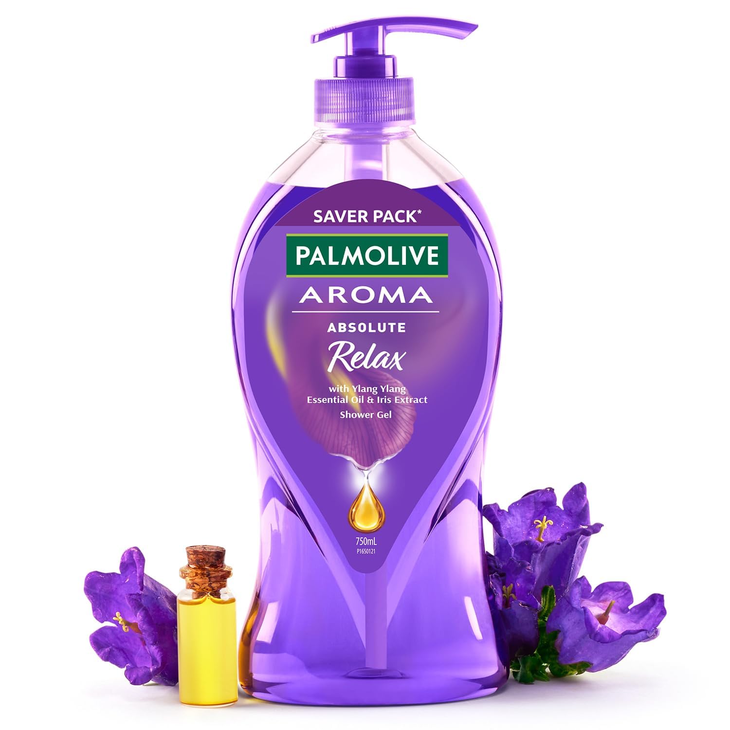 Palm'olive Aroma Absolute Relax Body Wash for Women & Men - 750ml Shower Gel with 100% Natural Ylang Ylang Essential Oil & Iris Extracts | pH Balanced, Soft & Smooth Skin | Single Pump Bottle | Perfect for Daily Shower, Spa & Relaxation at Home