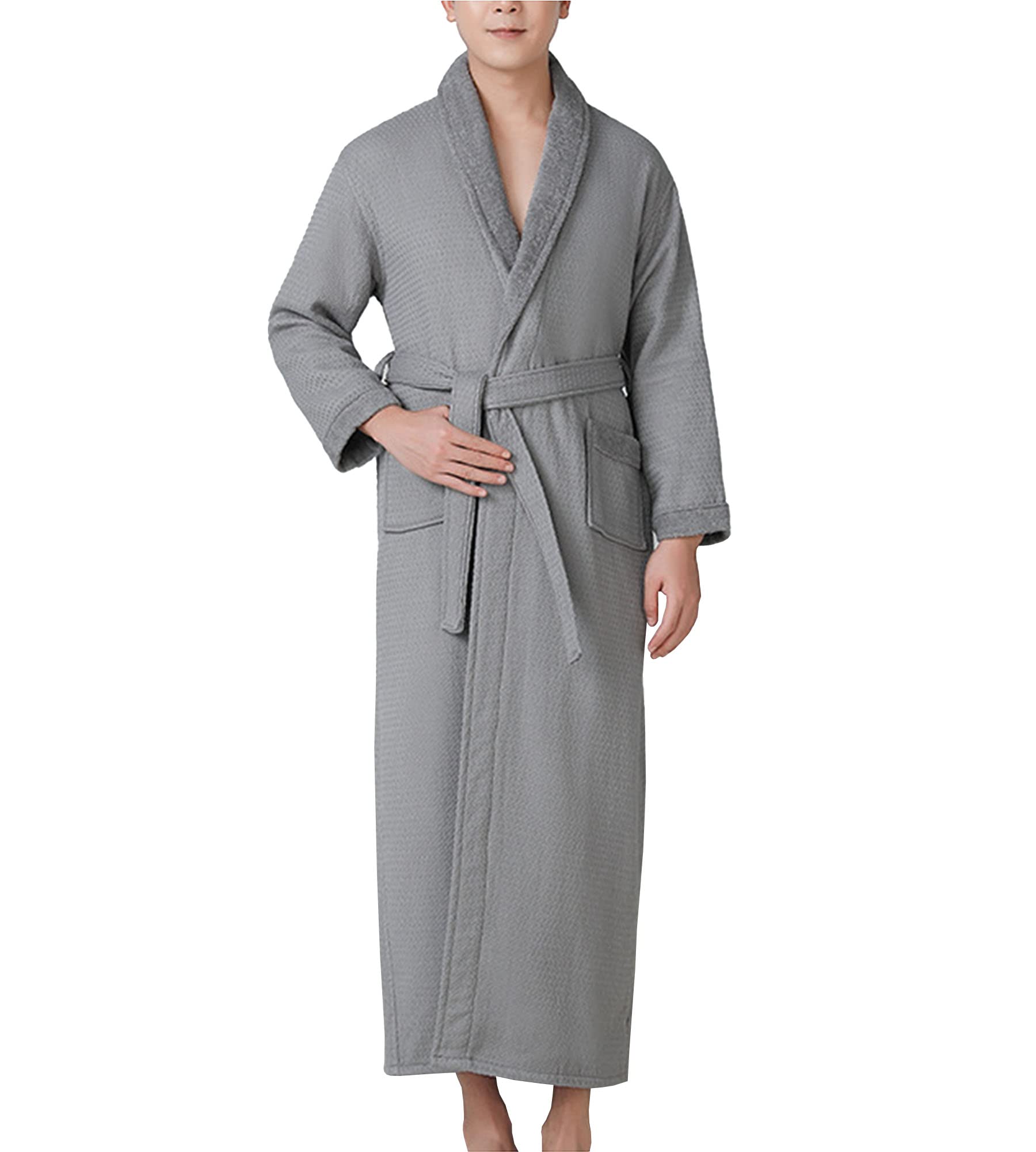 Premium Cotton Bathrobe for Men & Women - Soft Long Kimono Robe with V-Neck, Lightweight Sleepwear & Loungewear | Perfect for Spa, Home Relaxation & Hotel Use