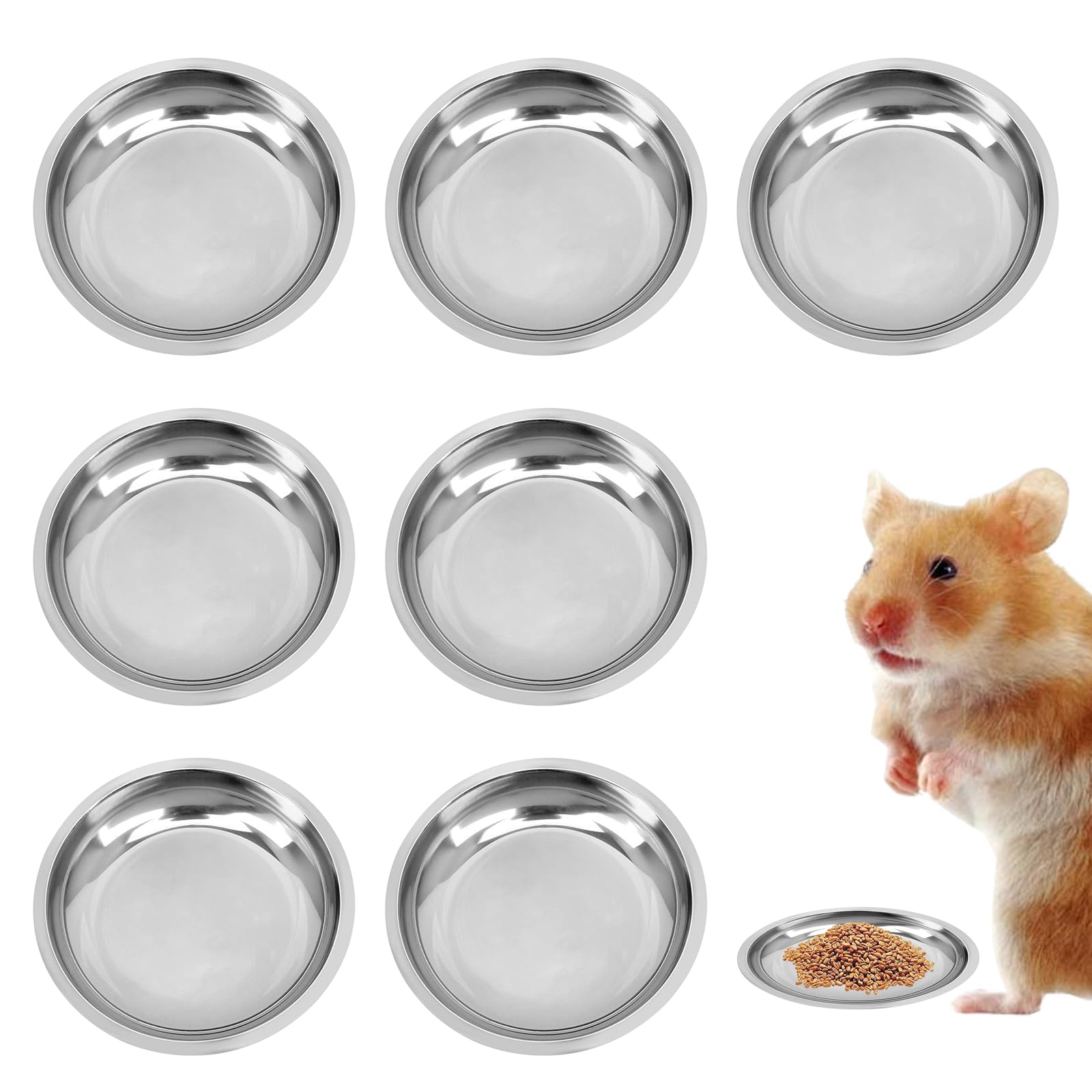 8 PCS Stainless Steel Reptile Food & Water Bowls - 2.5in Round Feeding Dishes for Lizards, Bearded Dragons, Geckos, Tortoises & Hermit Crabs - Perfect for Terrariums, Habitats & Pet Reptile Care