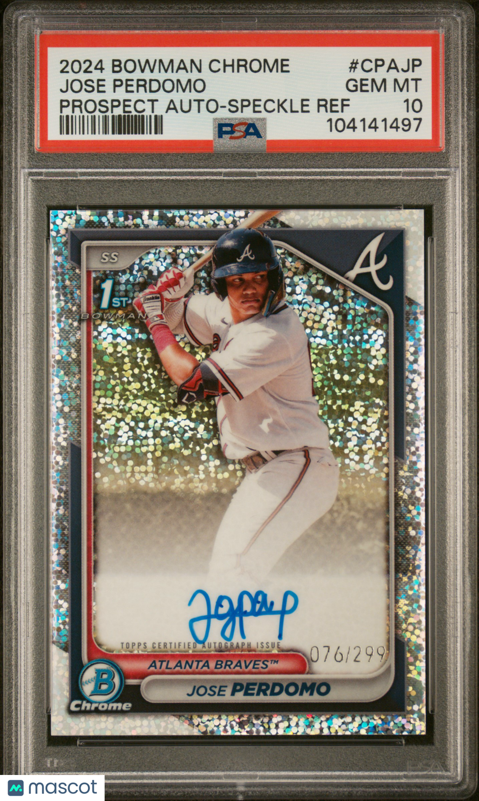 2024 Bowman Chrome Jose Perdomo 076/299 Speckle Refractor Auto #CPAJP PSA 10 Graded Baseball Card - Perfect for Collectors, Investors & Sports Memorabilia Enthusiasts