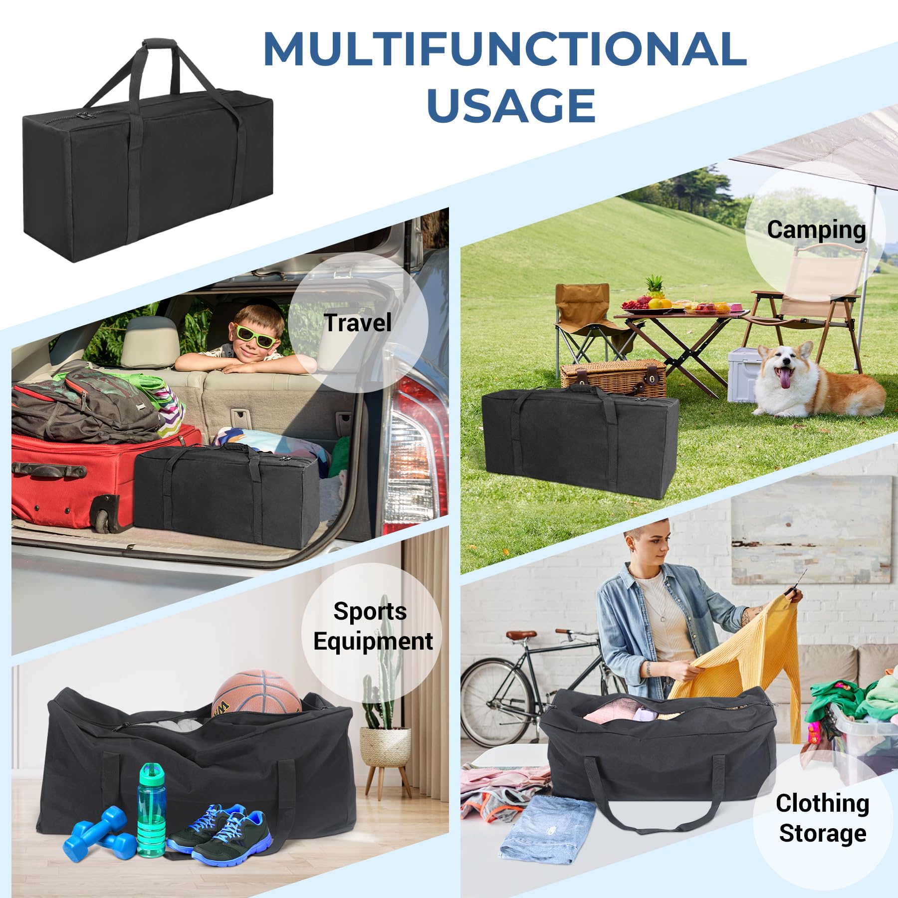 COOLBEBE 32 Inch Sports Duffle Bag - 73L Large Travel Duffel Luggage with 2-Way Lockable Zippers, Water Resistant Gym Bag for Men & Women - Perfect for Gym, Travel, Sports & Weekend Getaways
