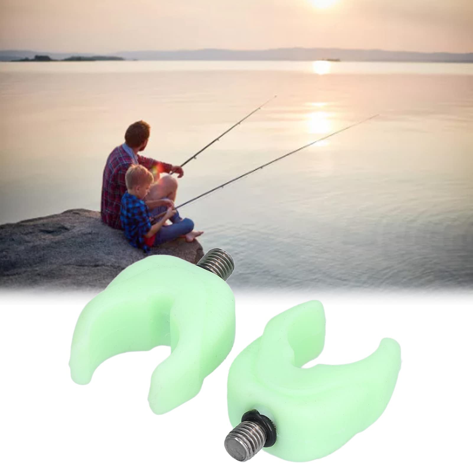 Ubersweet® 4pcs Silica Gel Soft Carp Fishing Rod Holder Rest - High Strength with M3/8 Thread for Coarse Fishing (Luminous Green) - Perfect for Night Fishing and Bank Fishing Scenarios