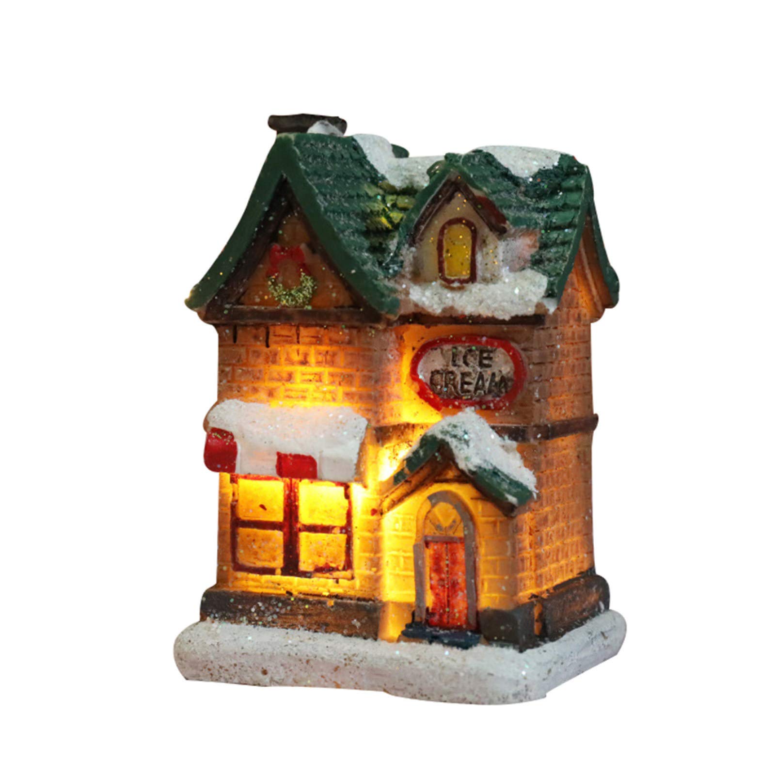 Luminous Resin Mini Christmas House Model Figurine - DIY Holiday Landscape Decorations for Home, Xmas Tree, Village Display - Perfect for Christmas Decor, Gift Giving & Winter Wonderland Displays