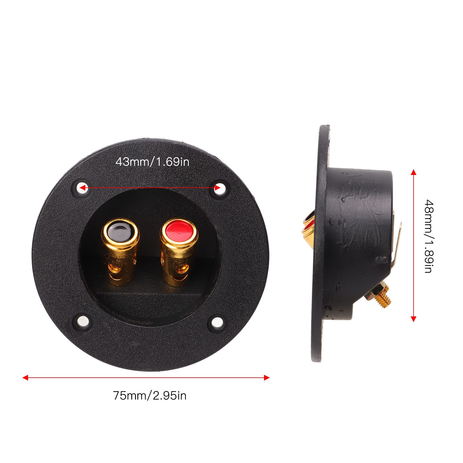 5Pcs Round 2-Way Stereo Speaker Terminal Cup with Double Binding Posts for Car, RV, Yacht Audio - High-Quality Speaker Box for Enhanced Sound Experience