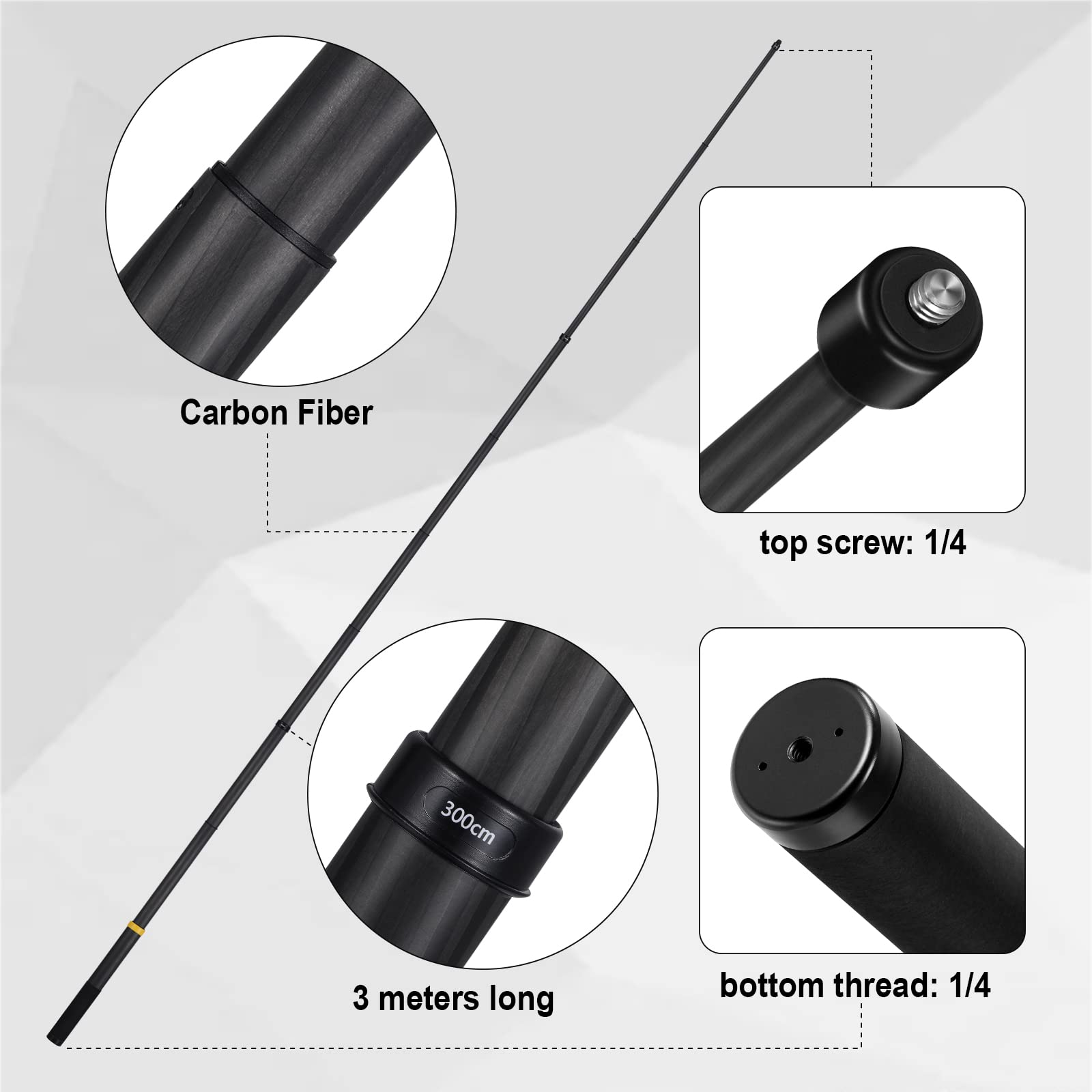 3M 9.8ft Carbon Fiber Extended Edition Invisible Selfie Stick for Insta360 X4 X3 ONE X2 ONE R ONE X ONE RS GO 2 ONE Action Camera (Yellow) - Perfect for Vlogging, Travel Adventures, and 360° Photography