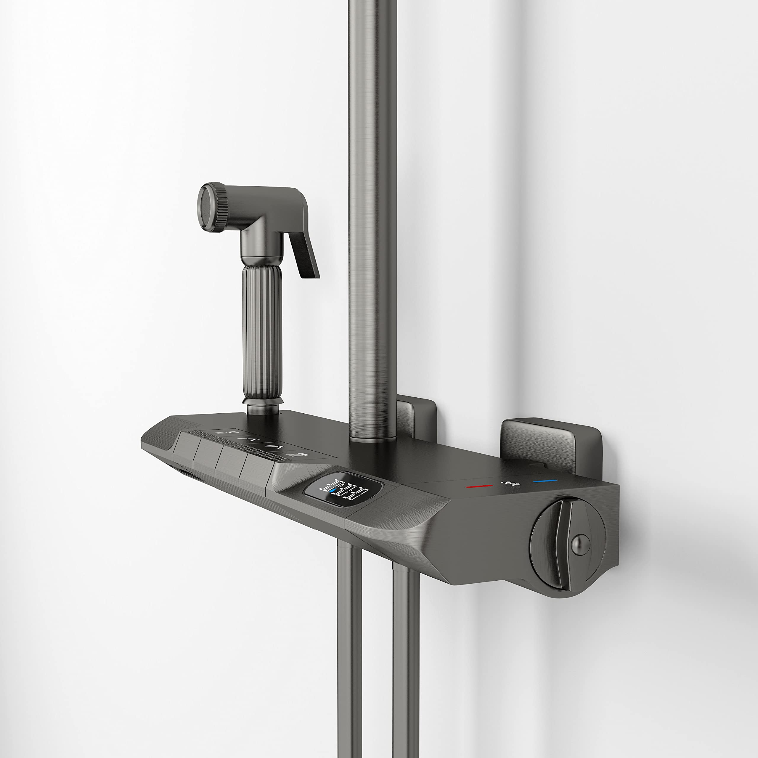 Boyuan Thermostatic Smart Digital Shower System - 4 Way High Pressure Balance Valve Kit with 12
