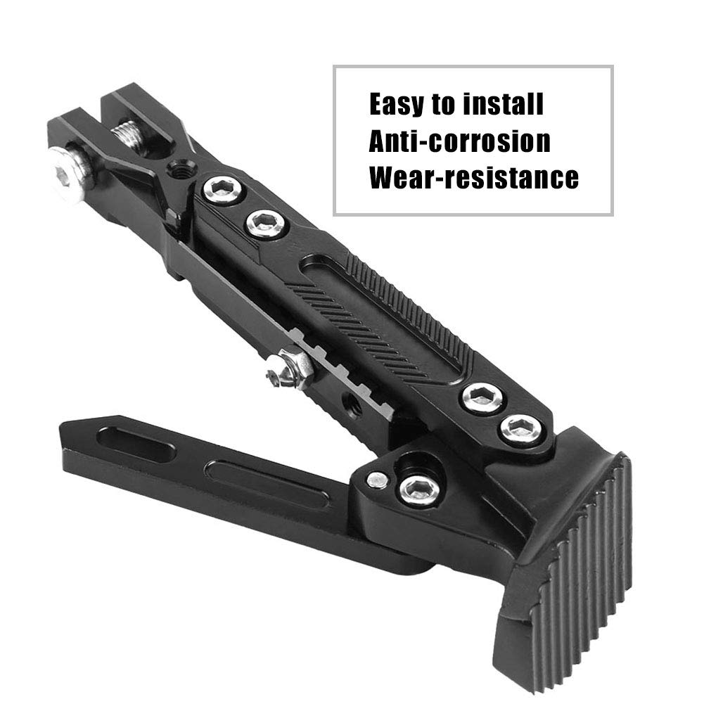 Universal Adjustable Motorcycle Kickstand - CNC Aluminum Scooter Side Stand Tripod Holder - Black - Perfect for Cruisers, Dirt Bikes & Street Motorcycles