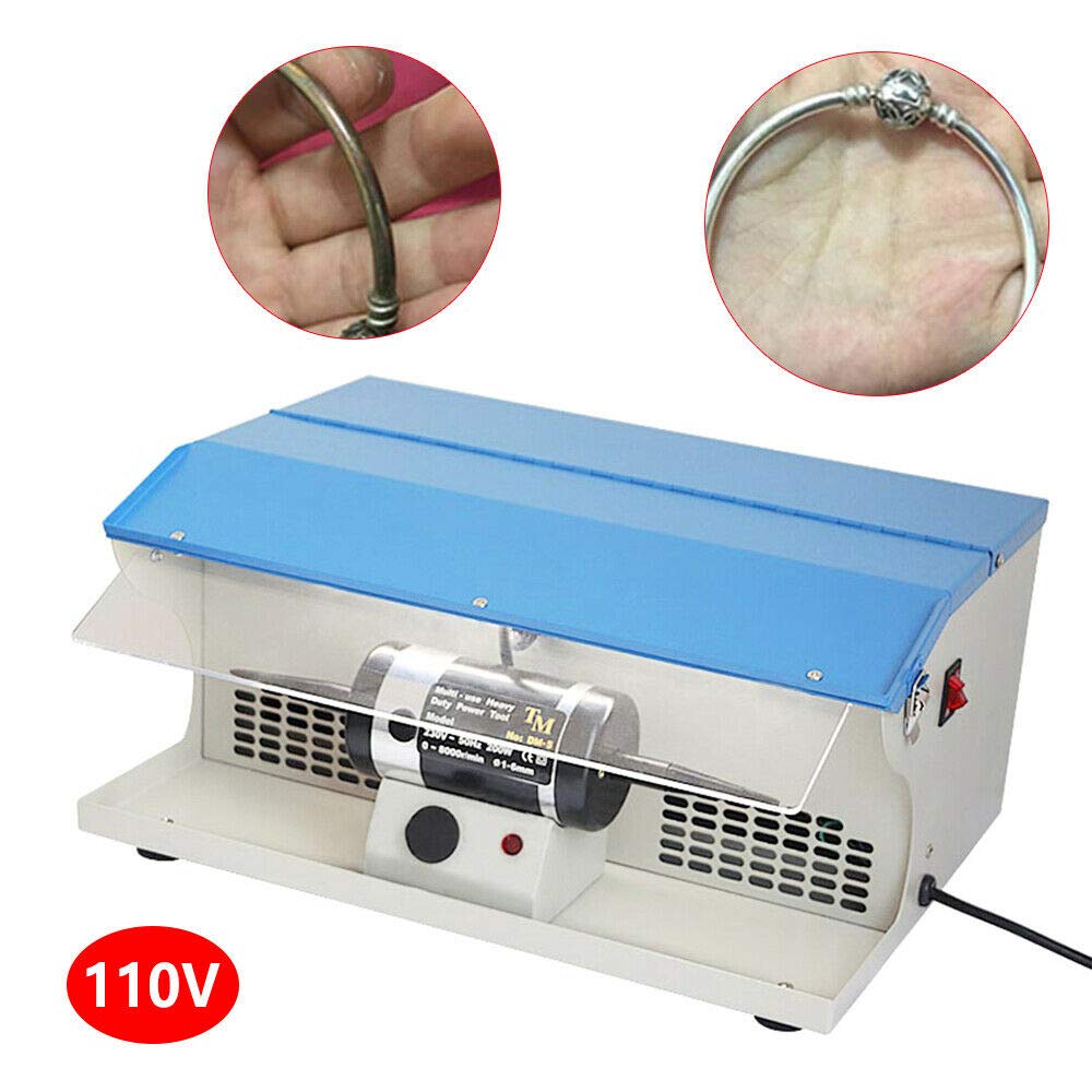 110V 200W Jewelry Polishing Buffing Machine with Dust Collector & LED Light - Professional Bench Top Tool for Jewelry Making, Metal Polishing & Craft Projects