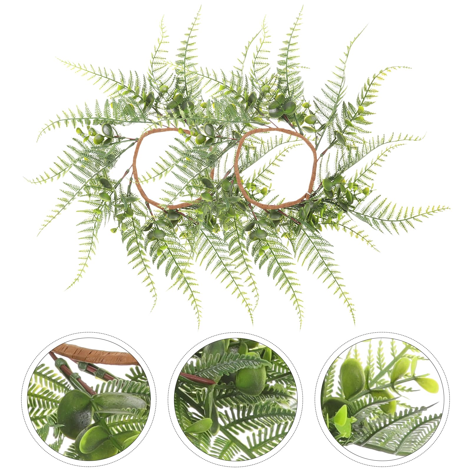 2pcs Artificial Greenery Candle Wreath Rings - Mini Fern Leaf Candle Rings for Rustic Wedding Decor, Table Centerpiece, Home Decor - Perfect for Farmhouse, Boho, and Holiday Decorations