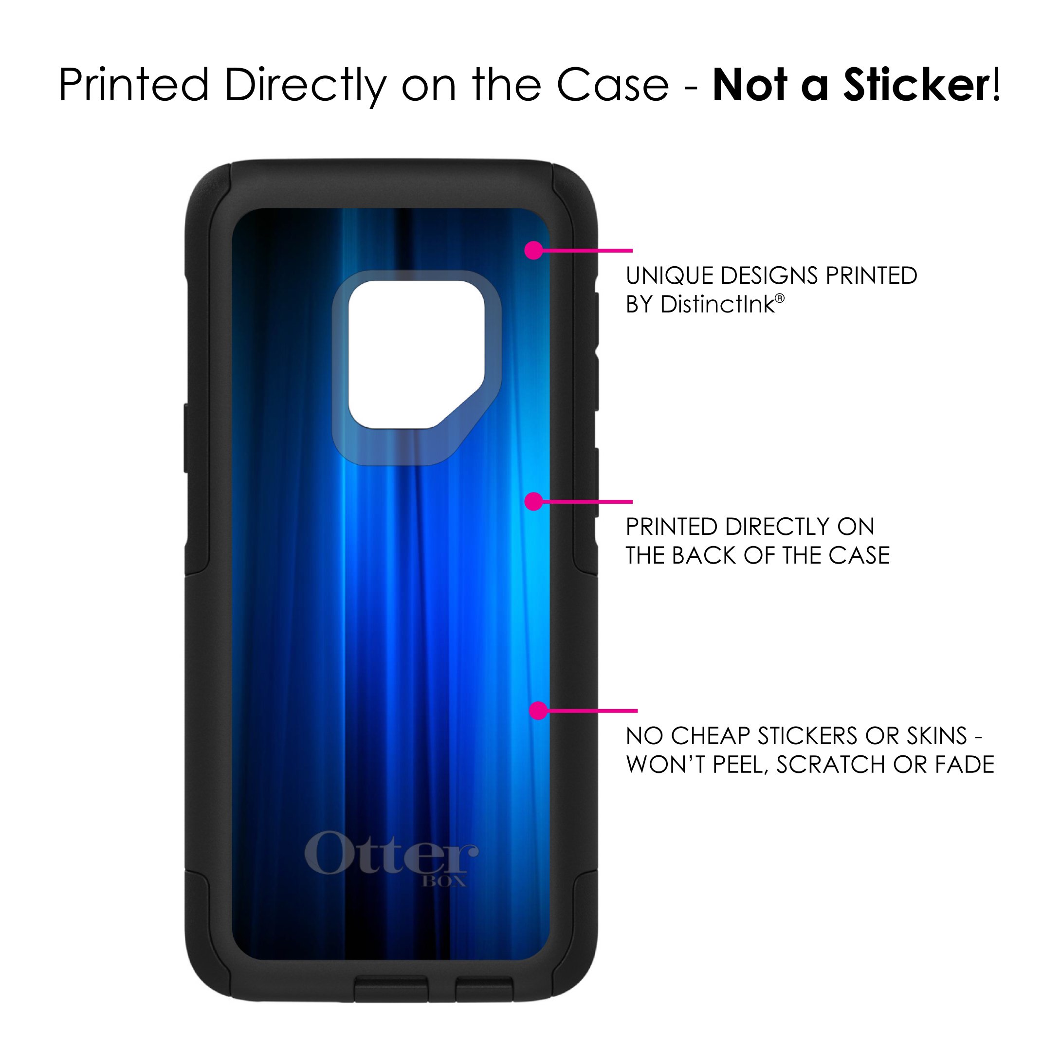 Premium Samsung Galaxy S9 Case (5.8 Inch) - Shockproof Protective Cover with Custom Black Design - Bright Blue Curtain Pattern - Slim Fit Replacement for OtterBox Commuter - Perfect for Work, Travel & Outdoor Activities
