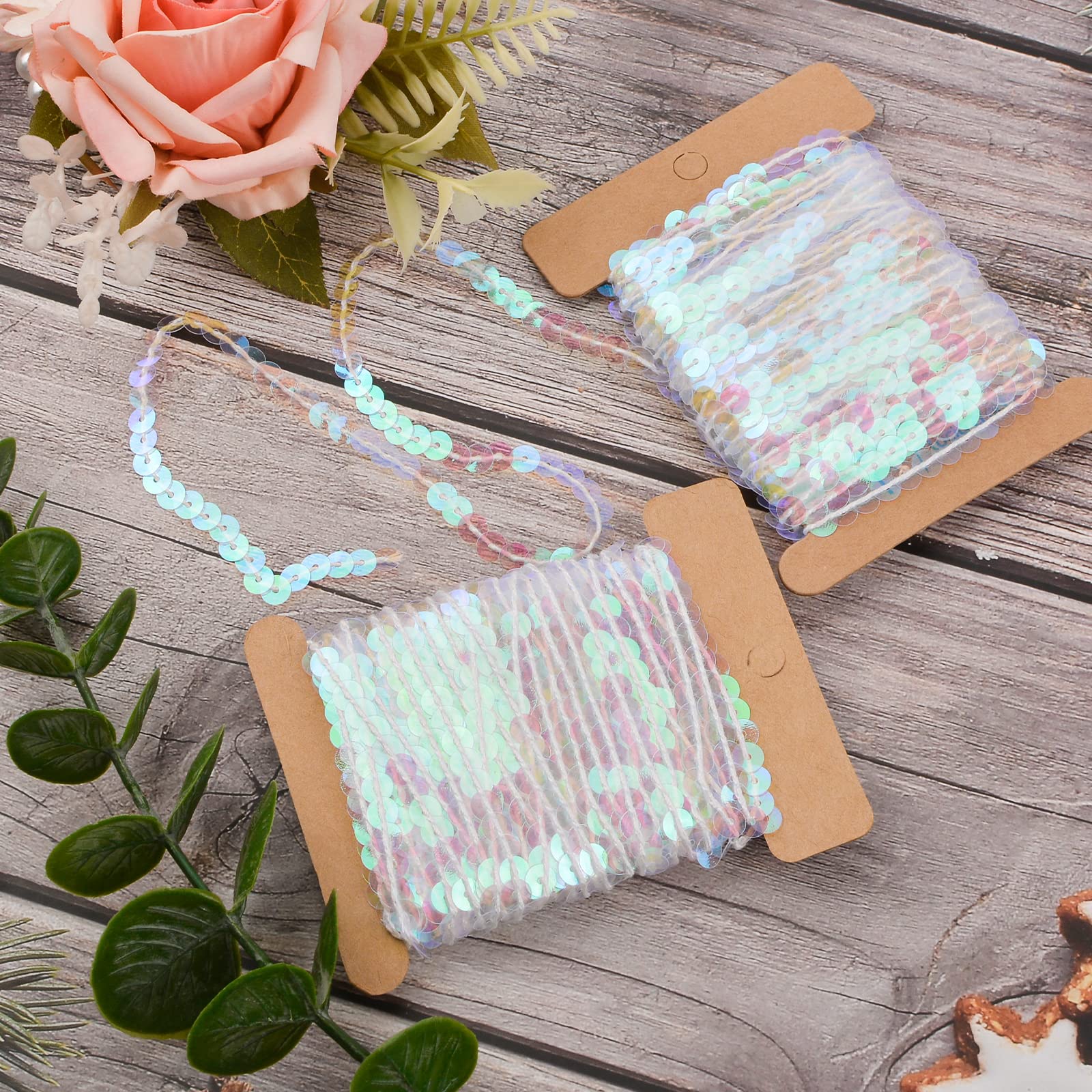 Iridescent Sequin Trim for Sewing - Metallic Fabric Ribbon for DIY Dresses, Headbands & Clothing Accessories - Perfect for Costumes, Prom Dresses & Craft Projects