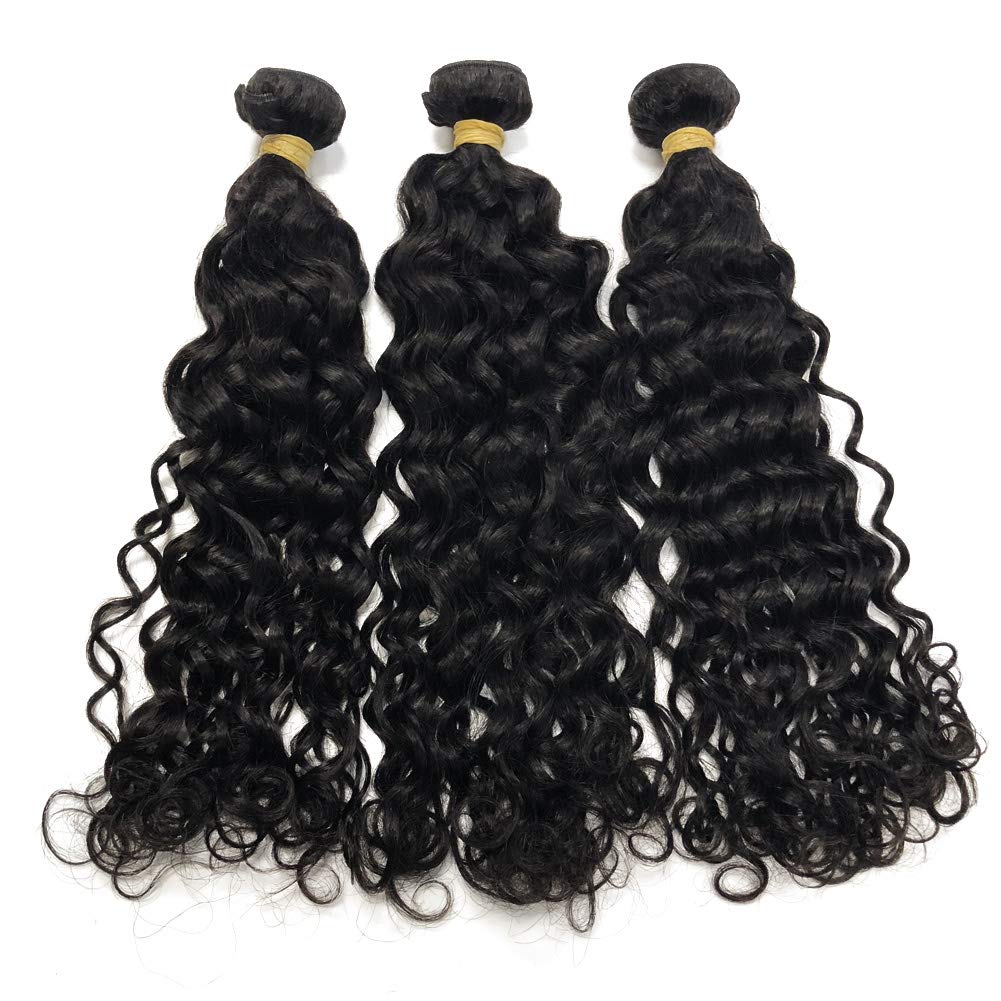 Brazilian Virgin Hair Bundles 10 10 10 with 8 Inch Free Part Lace Frontal Closure - 100% Human Hair Weave Natural Wave for Black Women | Perfect for Protective Styles, Wig Making & Everyday Wear