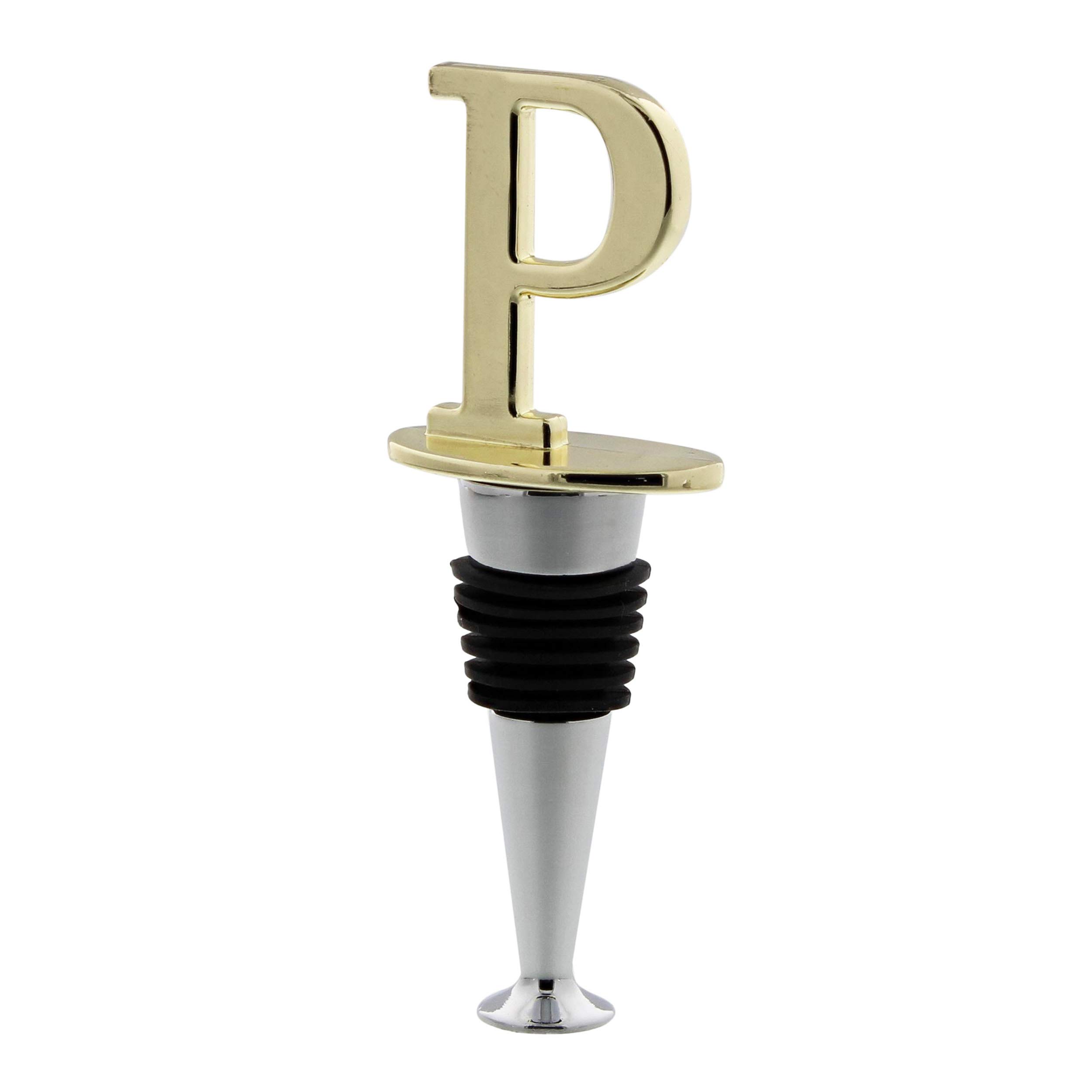 Personalized Brass Wine Stopper with Monogram Letter 